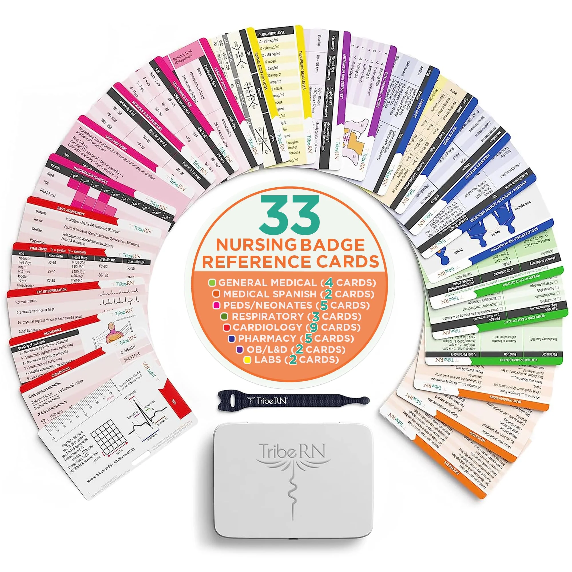 BadgeGuru Nursing Badge Reference Cards - 33 Double Sided Nurse Badge Cards - 66 Cheat Sheets, Nursing School Essentials, Nursing Students, New Nurses 33-Card Set Standard