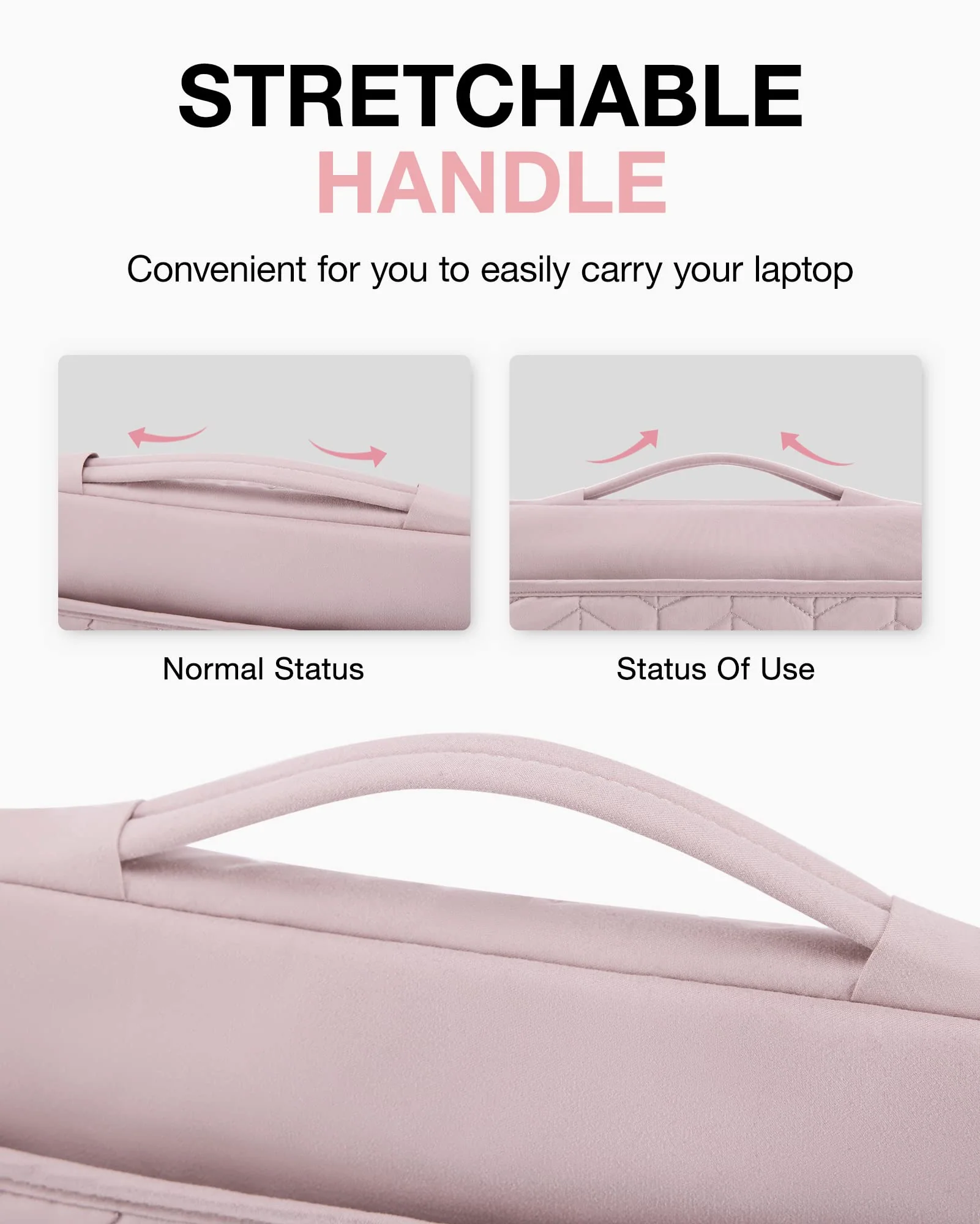 BAGSMART 15-16 inch Laptop Sleeve with Handle, Puffy Padded Laptop Case Bag, Portable MacBook Case Sleeve Fitted with MacBook Air 15.6 inch, MacBook pro 16 inch, Computer Sleeve Fitted with Dell,HP With Accessories-Pink - Image 5