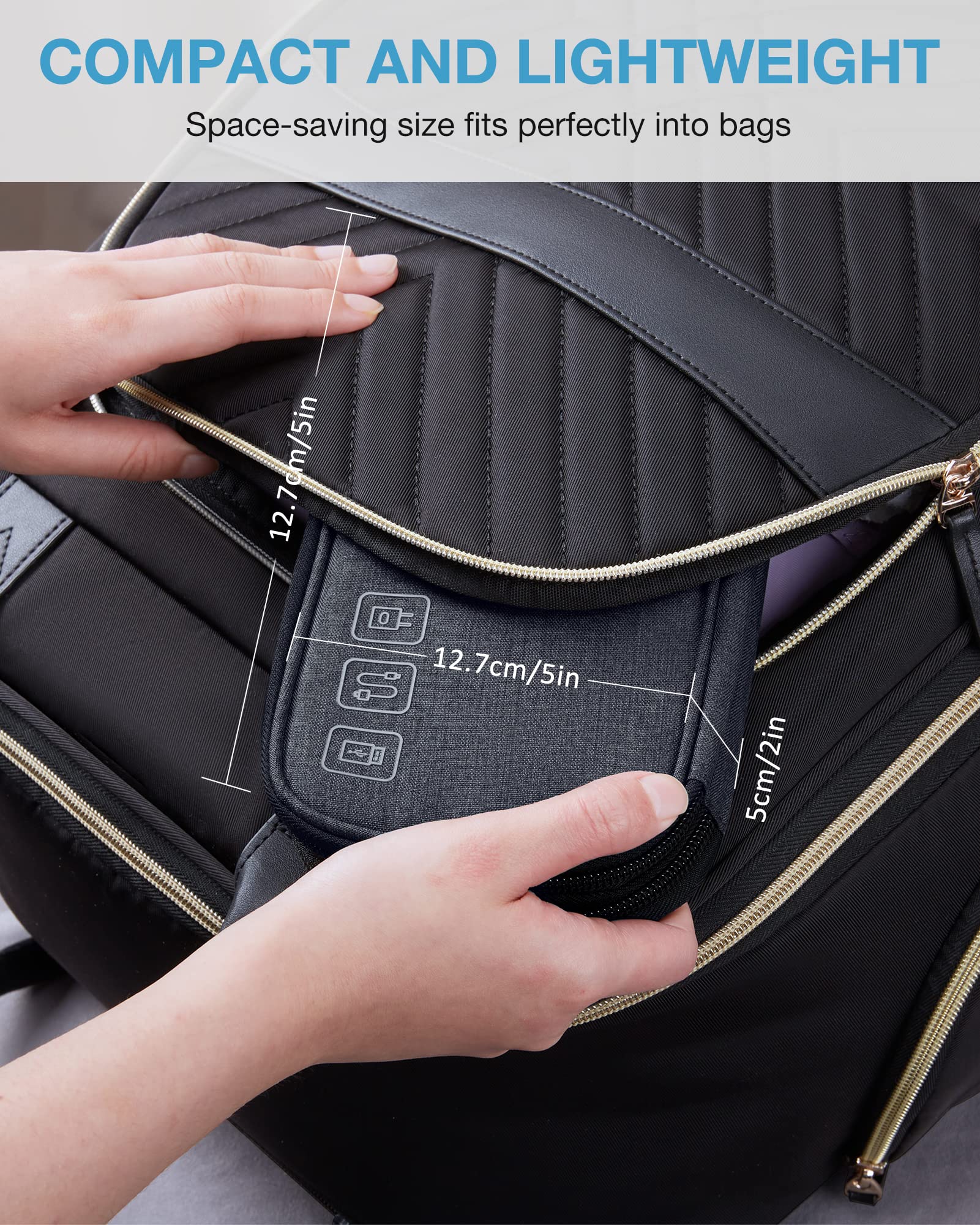 BAGSMART Cord Organizer Travel Cable Organizer Bag Tech Electronic Organizer Travel Case, Travel Essentials for Charger, Cable, Phone, Flash drive, Double Layer-Black Double Layer Black - Image 6