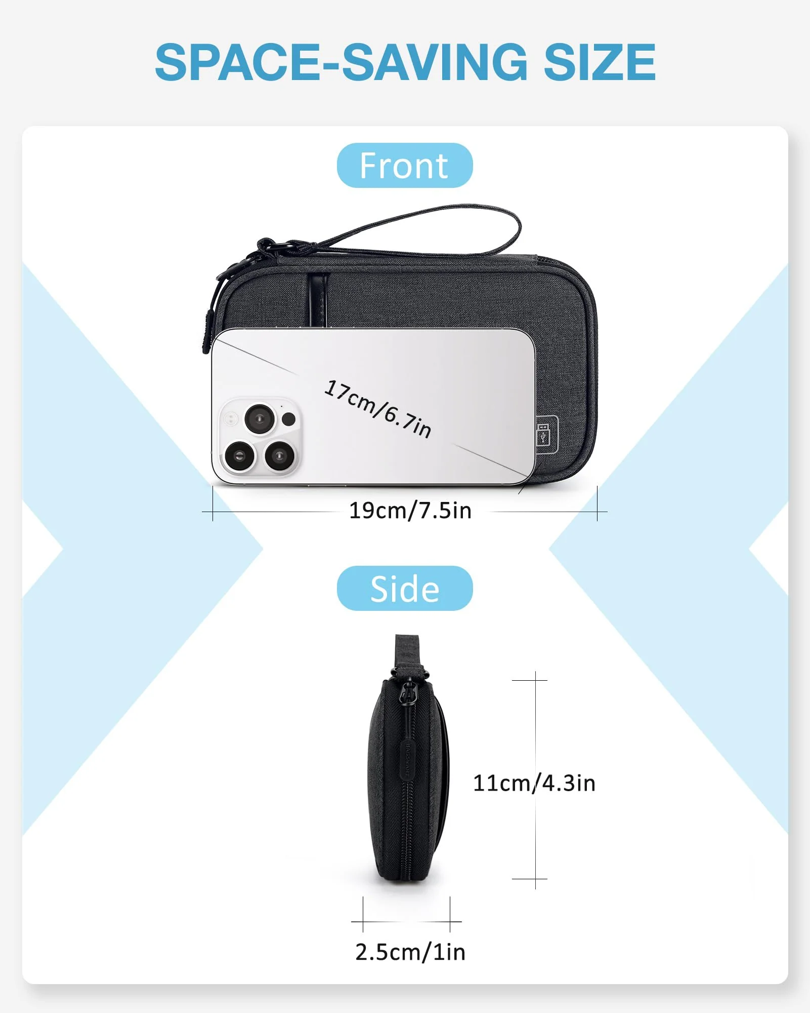 BAGSMART Cord Organizer Travel Cable Organizer Bag Tech Electronic Organizer Travel Case, Travel Essentials for Charger, Cable, Phone, Flash drive, Single Layer - Black Single Layer Black - Image 3