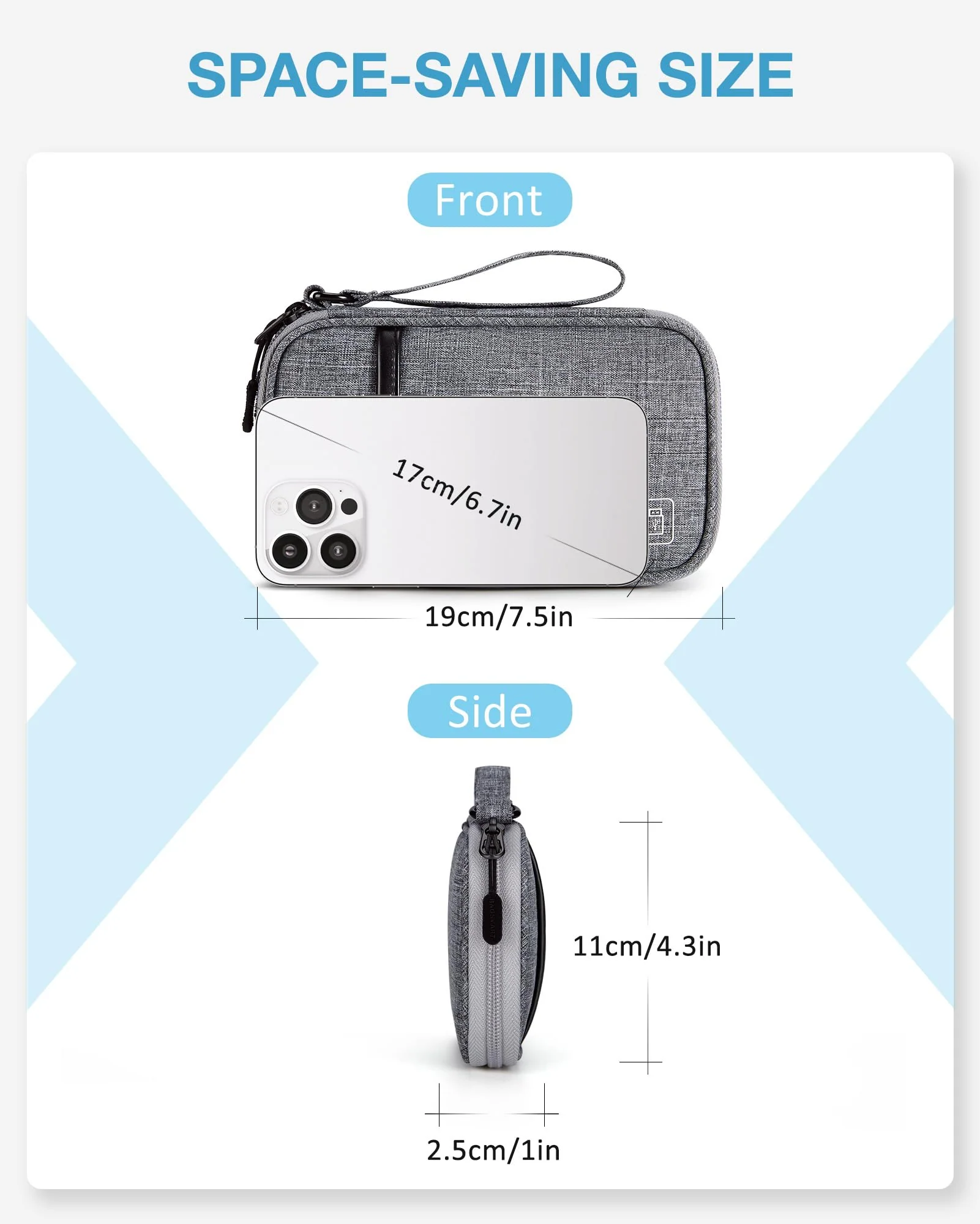BAGSMART Cord Organizer Travel Cable Organizer Bag Tech Electronic Organizer Travel Case, Travel Essentials for Charger, Cable, Phone, Flash drive, Single Layer - Grey Single Layer Grey - Image 3