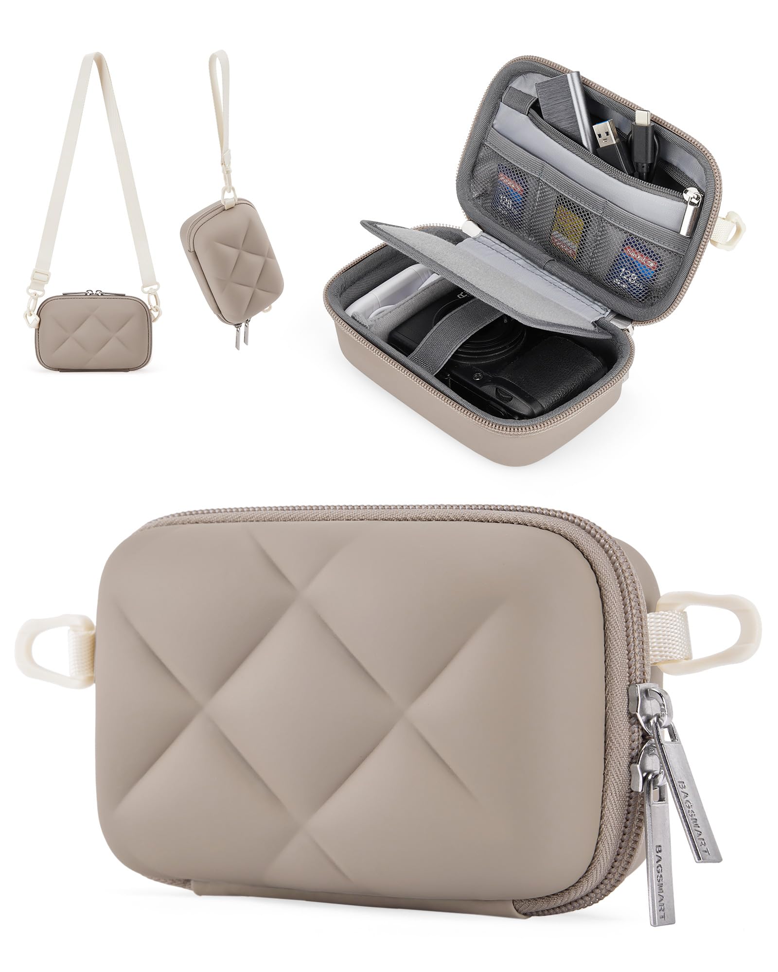 BAGSMART Digital Camera Case, Protective & Lightweight Camera Case with 2 Carrying Ways, Waterproof & Shockproof Small Camera Bag for Canon PowerShot/GoPro/Kodak Pixpro/Sony DSCW - Camel