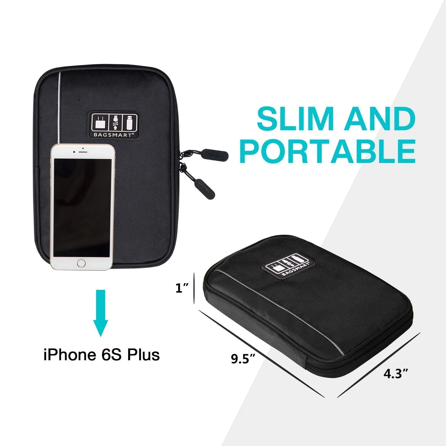 BAGSMART Electronic Organizer Small Travel Cable Organizer Bag for Hard Drives,Cables,USB, SD Card,Black Black - Image 4