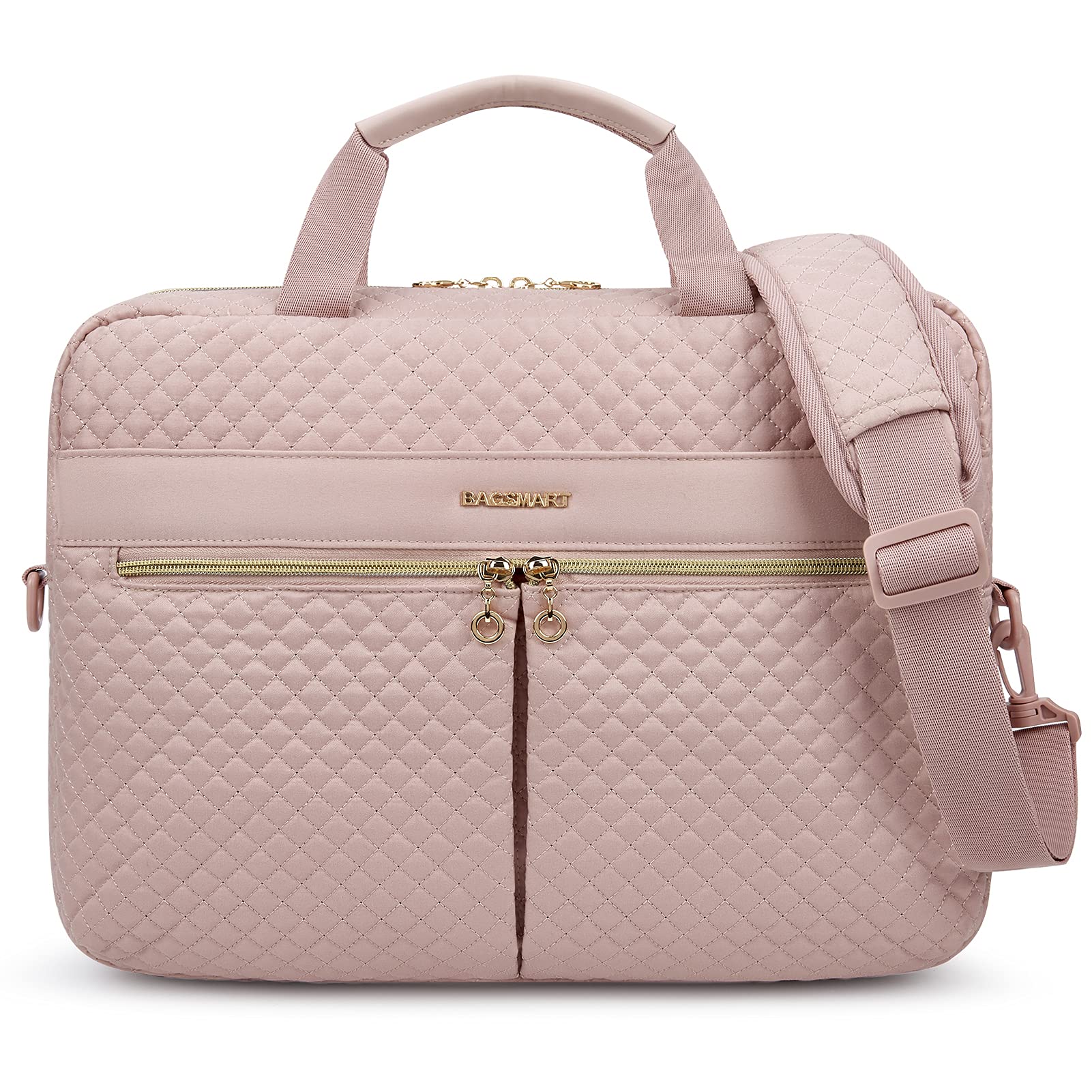 BAGSMART Laptop Bag, 15.6/17.3 Inch Briefcase for Women Large Laptop Case Computer Bag Office Travel Business, Pink 15.6 Inch