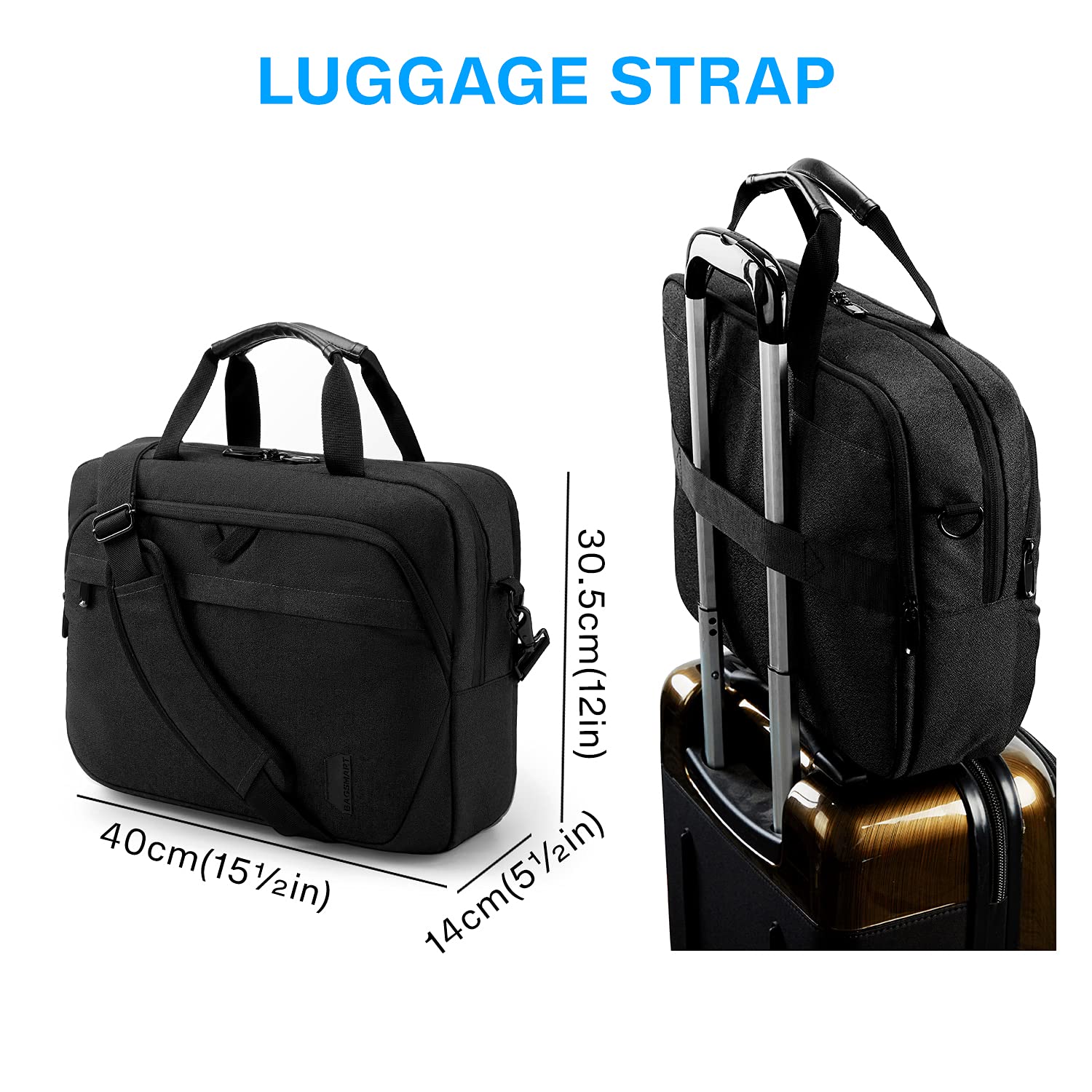 BAGSMART Laptop Bag, 15.6 Inch Briefcase Men, Lockable Computer Bag Work Bag, Water-Repellent Shoulder Messenger Bag Travel Office Business, Black Black-15.6 Inch - Image 6