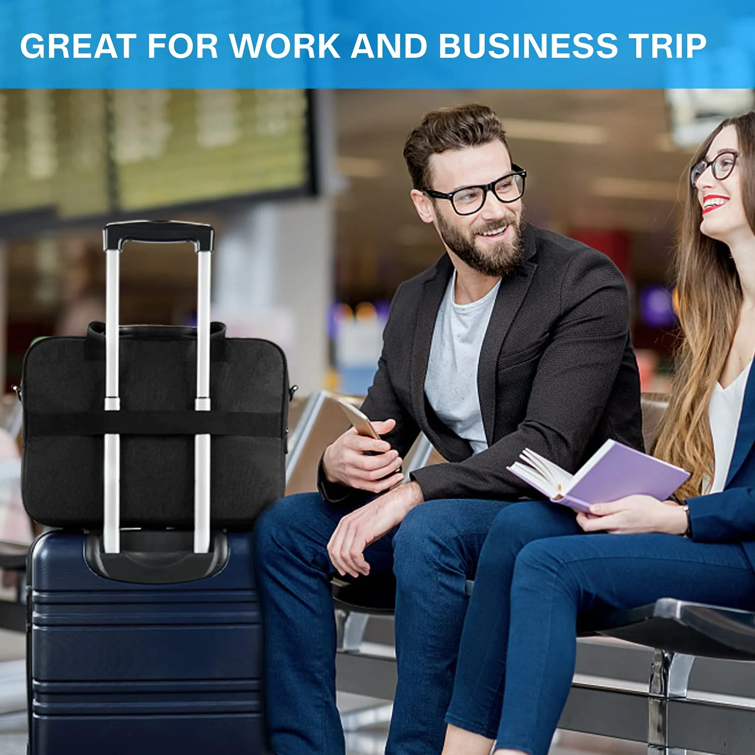BAGSMART Laptop Bag, 15.6 Inch Briefcase Men, Lockable Computer Bag Work Bag, Water-Repellent Shoulder Messenger Bag Travel Office Business, Black Black-15.6 Inch - Image 7