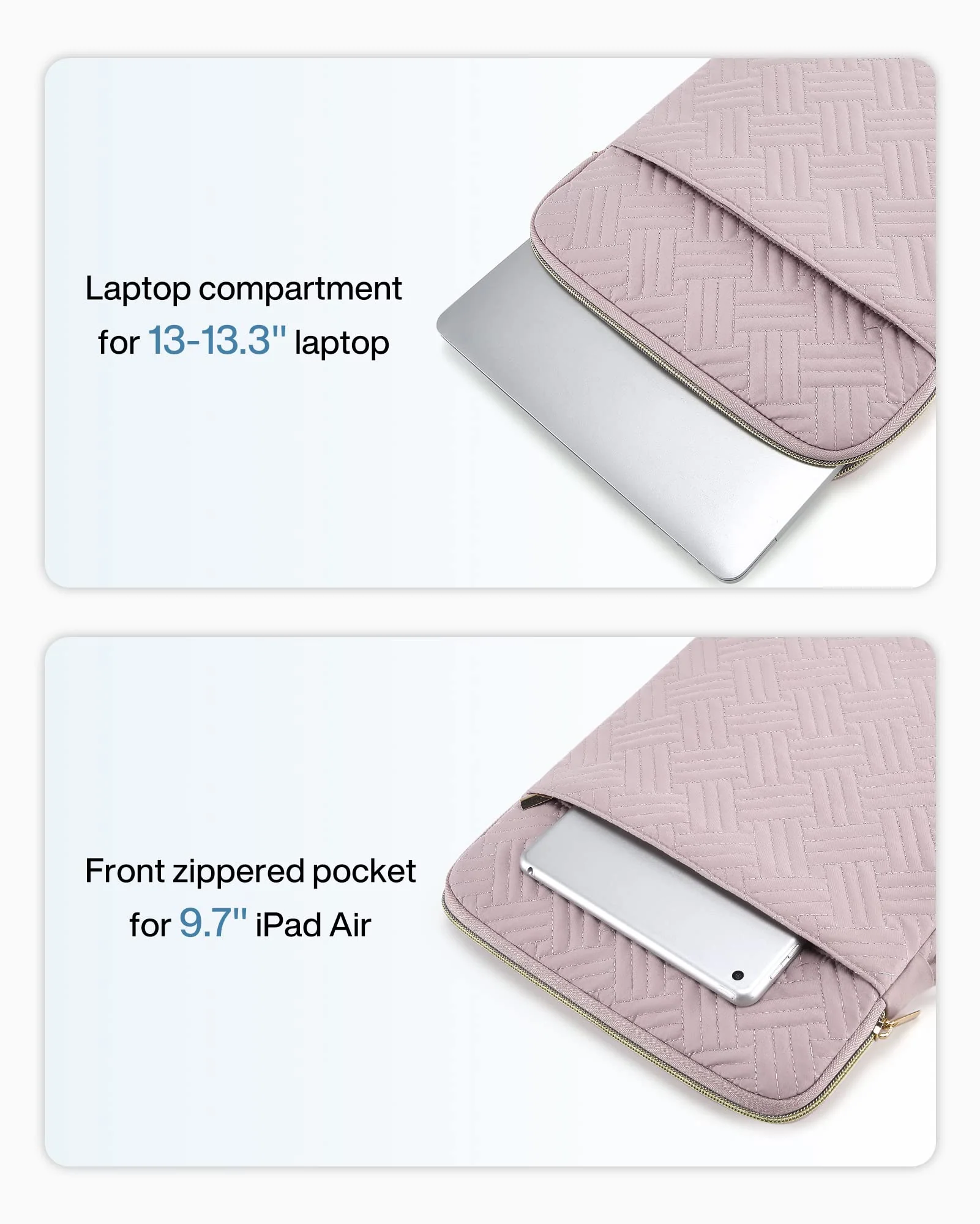 BAGSMART Laptop Case, 13.3 inch Laptop Carrying Sleeve Case, Laptop Cover Compatible with 14 Inch MacBook Pro, Compatible with 13-13.3 inch HP, Dell, Lenovo, Asus Notebook,Pink 13-13.3 Inch With Handle Cute-pink - Image 3