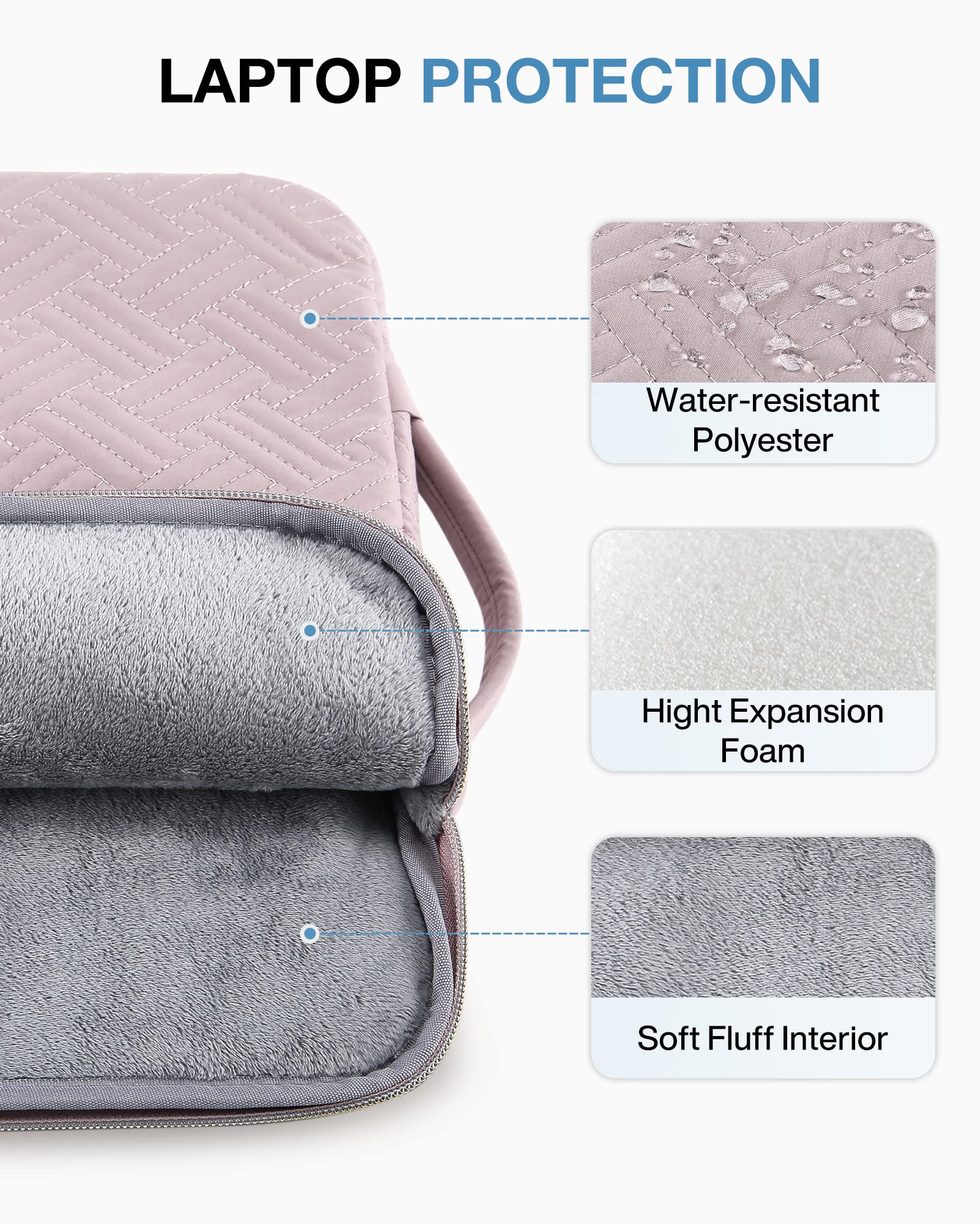 BAGSMART Laptop Case, 13.3 inch Laptop Carrying Sleeve Case, Laptop Cover Compatible with 14 Inch MacBook Pro, Compatible with 13-13.3 inch HP, Dell, Lenovo, Asus Notebook,Pink 13-13.3 Inch With Handle Cute-pink - Image 4