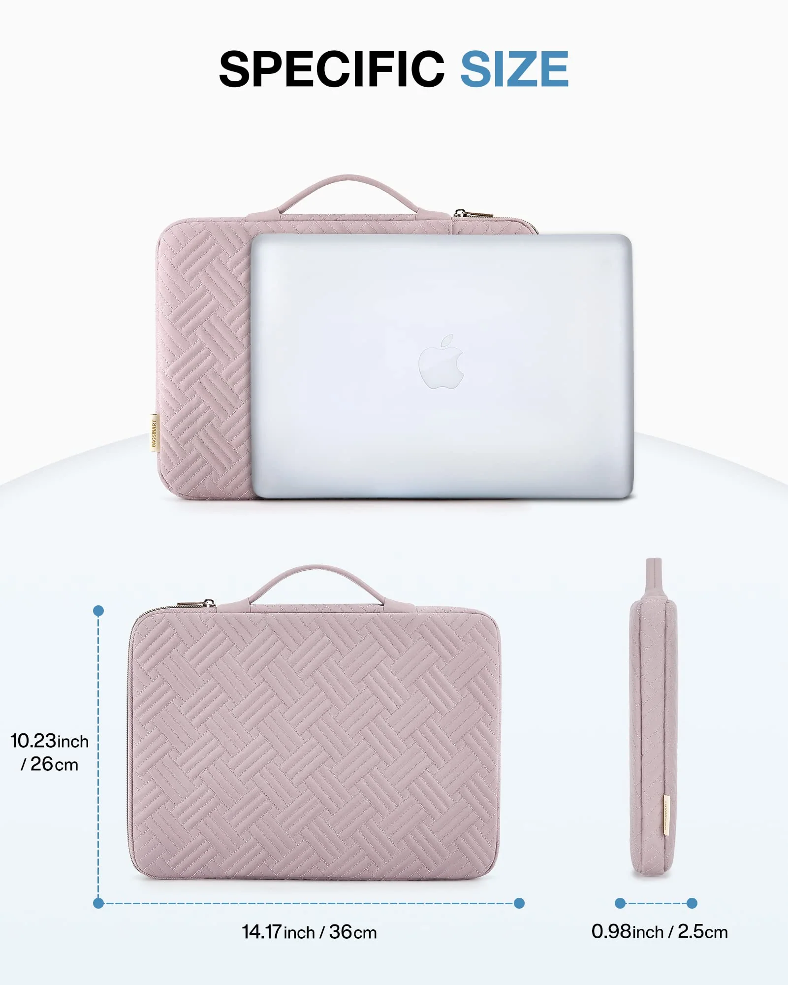 BAGSMART Laptop Case, 13.3 inch Laptop Carrying Sleeve Case, Laptop Cover Compatible with 14 Inch MacBook Pro, Compatible with 13-13.3 inch HP, Dell, Lenovo, Asus Notebook,Pink 13-13.3 Inch With Handle Cute-pink - Image 5