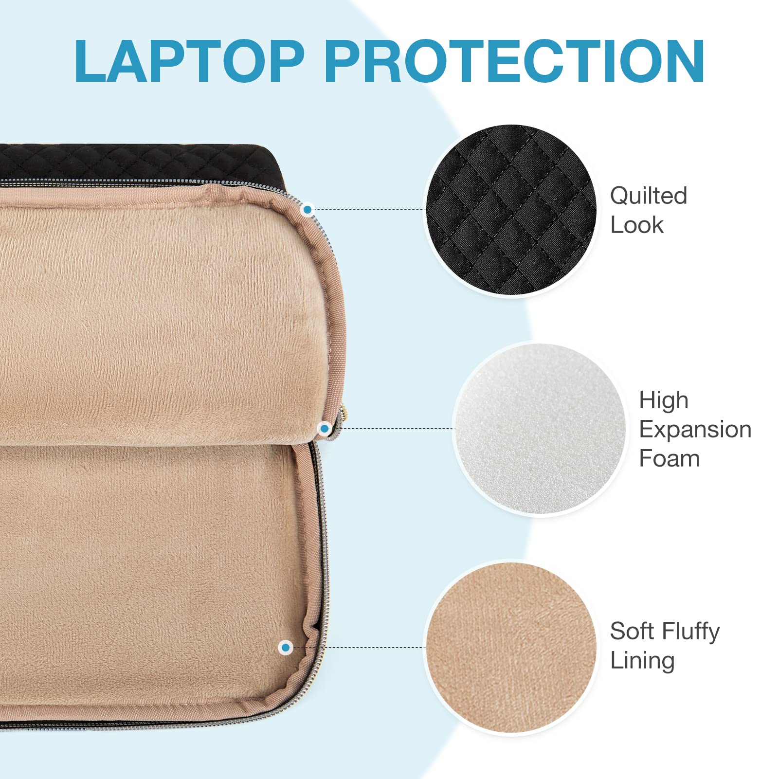 BAGSMART Laptop Sleeve for 15-inch MacBook Air/Pro,Laptop Carrying Case Compatible with 15.6 inch HP,Dell,Acer Aspire,Asus Notebook,Laptop Protective Case with Pocket and Handle, Black - Image 4