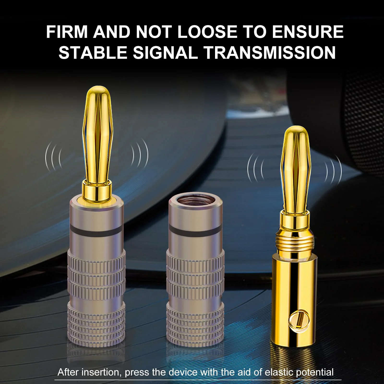 Banana Plugs 2 Pairs / 4 pcs - Gold Plated Speaker Plugs for Mini HiFi Stereo Audio Receiver Amplifier for Home Bookshelf/Computer/Desktop Passive Speakers - Image 2