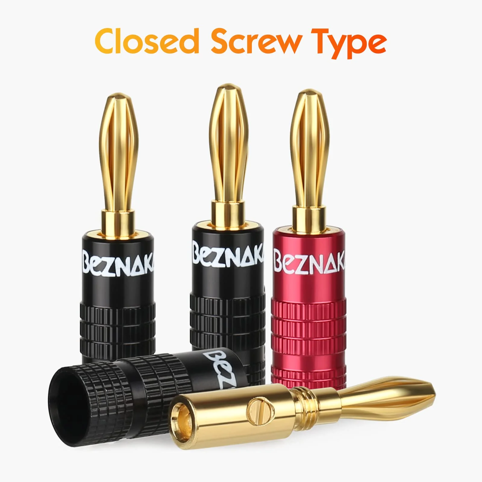 Banana Plugs with Dual Set Screws,Black and Red Aluminum Shell,6 Pairs - Image 3