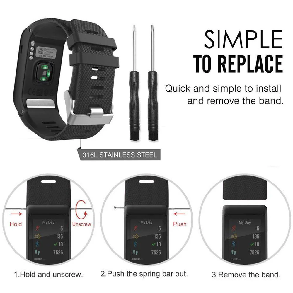 Band for Garmin Vivoactive HR Watch, Soft Silicone Wristband Replacement Band for Garmin Vivoactive HR Sports Watch 10Pcs - Image 2
