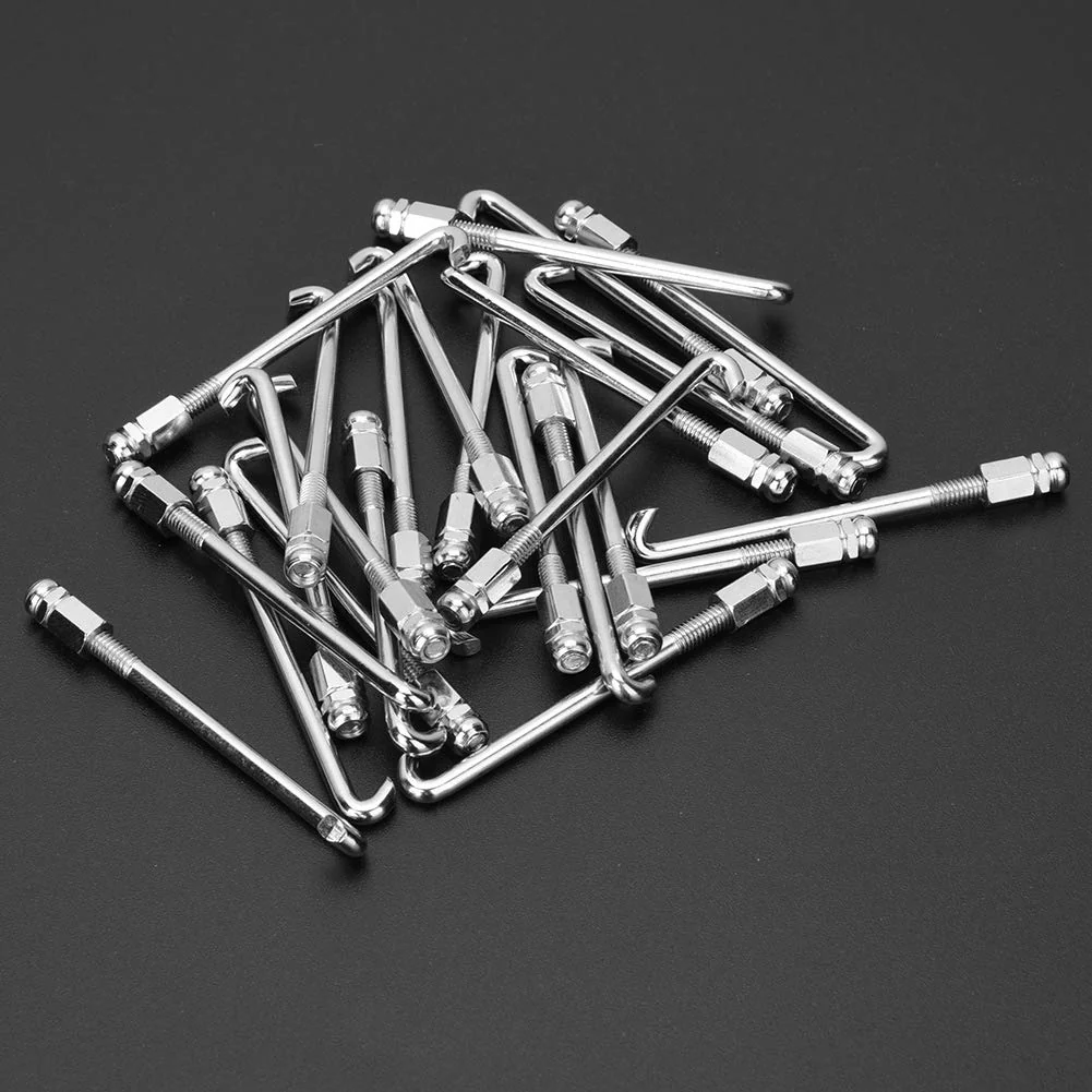 Banjo Hook Brackets,Banjo Nuts Set Accessory 24Pcs Banjo Hooks Silver Metal Chrome-Plated Parts Musical Instrument Accessories Hook Brackets - Image 5
