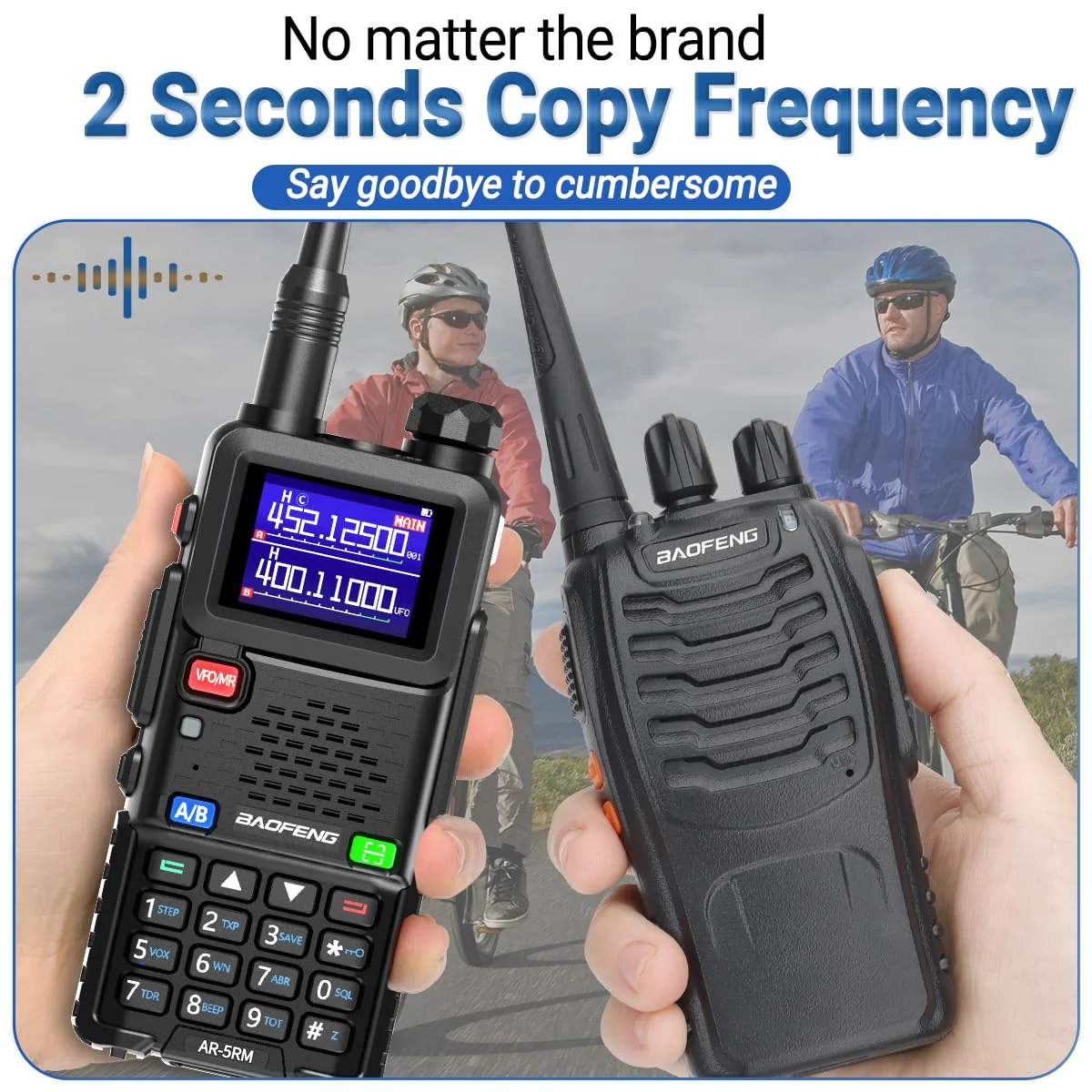 BAOFENG 5RM Ham Radio 10W High Power Long Range Handheld AR-5RM Two Way Radio NOAA Weather Receiver Rechargeable Walkie Talkies Copy Frequency NOAA 999CH with USB Charging 771 Antenna - Image 5
