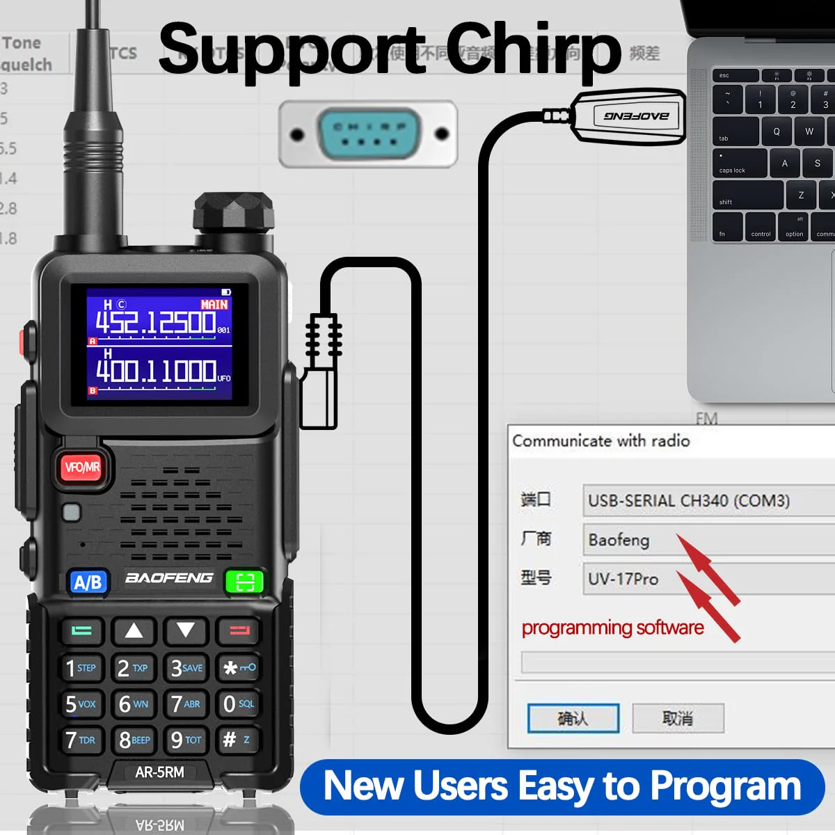 BAOFENG 5RM Ham Radio 10W High Power Long Range Handheld AR-5RM Two Way Radio NOAA Weather Receiver Rechargeable Walkie Talkies Copy Frequency NOAA 999CH with USB Charging 771 Antenna - Image 8