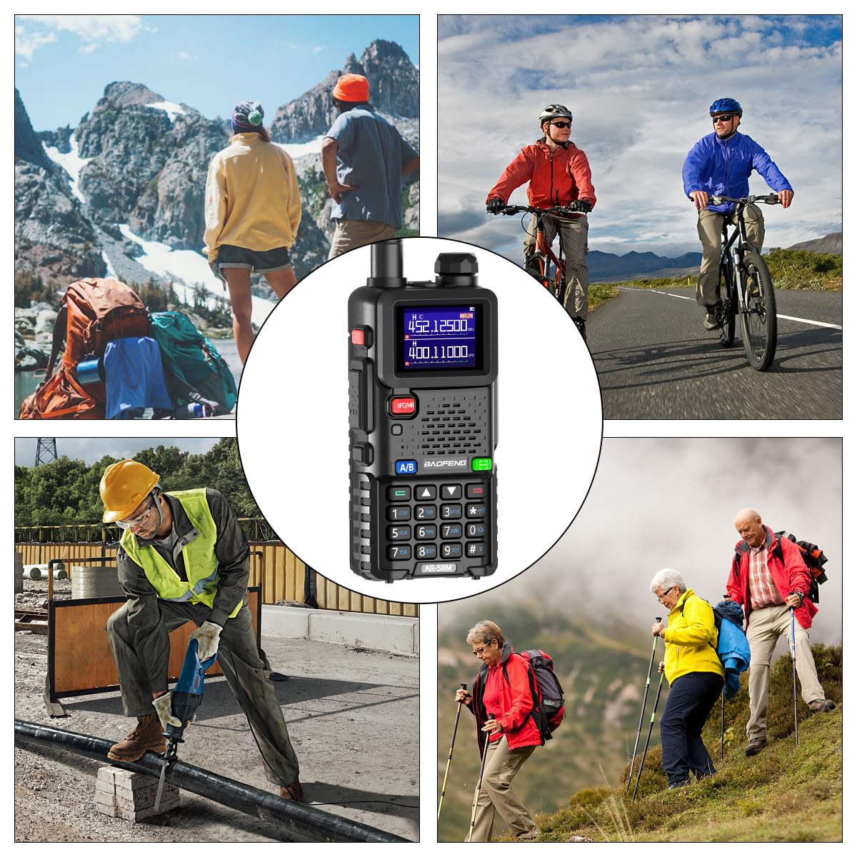 BAOFENG 5RM Ham Radio 10W High Power Long Range Handheld AR-5RM Two Way Radio NOAA Weather Receiver Rechargeable Walkie Talkies Copy Frequency NOAA 999CH with USB Charging 771 Antenna - Image 9