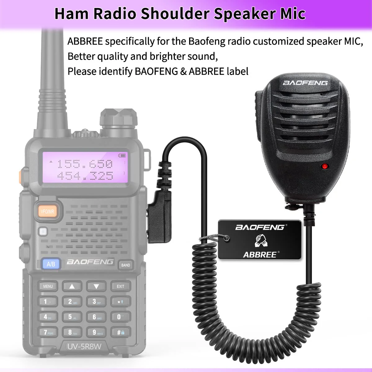BAOFENG Microphone Police Walkie Talkie Mic Accessories Ham Radio Speaker Mic for UV-5R BF-F8HP 5RM UV-21R UV-5G Plus GM-15PRO GM-5RH K5PLUS AR-152 TIDRADIO TD-H3 TD-H8 Quansheng UV-K5,2Pack Black-2Pack - Image 2