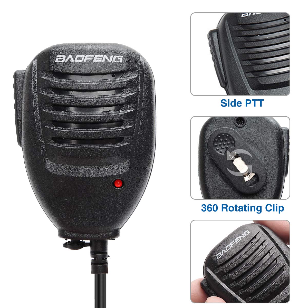 BAOFENG Microphone Police Walkie Talkie Mic Accessories Ham Radio Speaker Mic for UV-5R BF-F8HP 5RM UV-21R UV-5G Plus GM-15PRO GM-5RH K5PLUS AR-152 TIDRADIO TD-H3 TD-H8 Quansheng UV-K5,2Pack Black-2Pack - Image 3