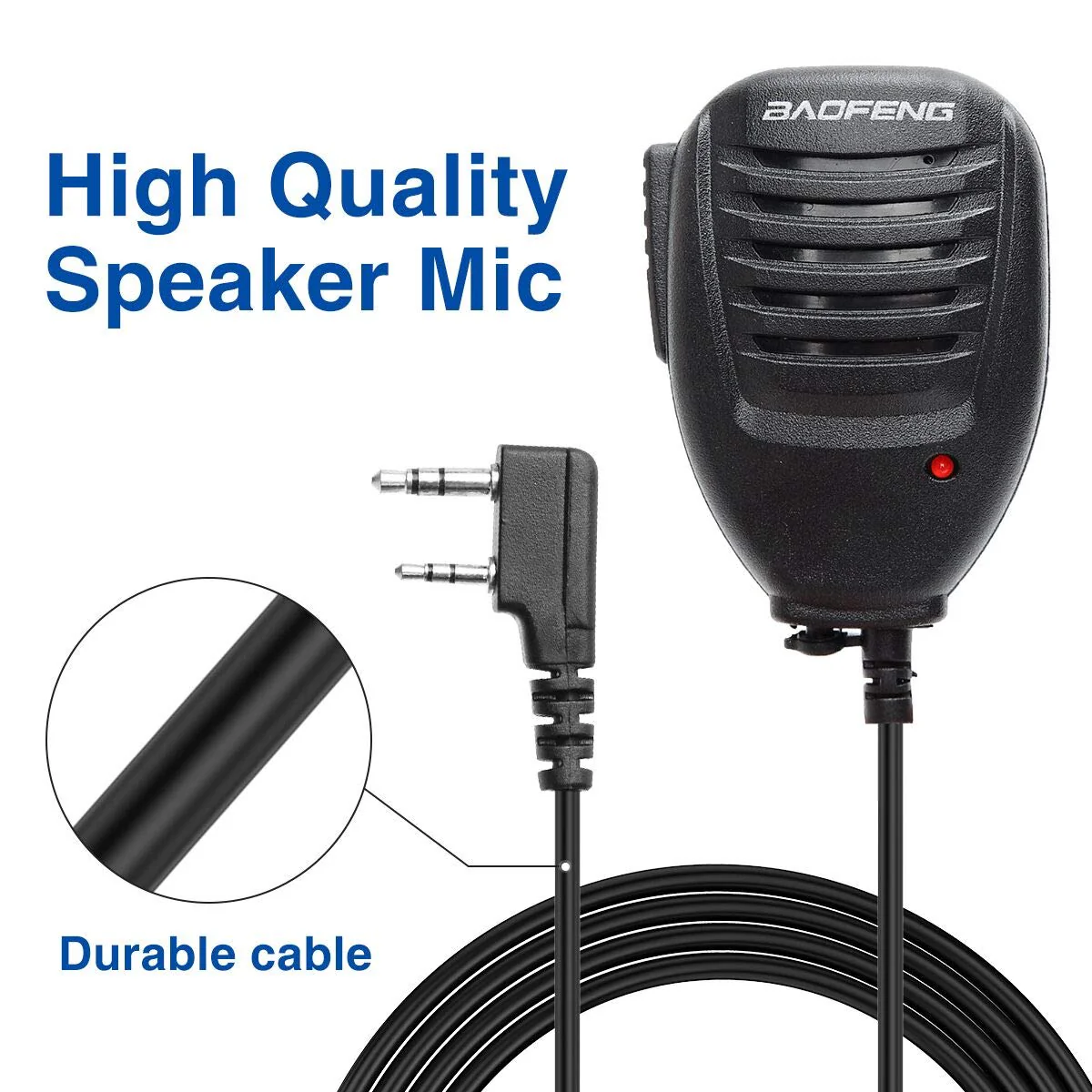 BAOFENG Microphone Police Walkie Talkie Mic Accessories Ham Radio Speaker Mic for UV-5R BF-F8HP 5RM UV-21R UV-5G Plus GM-15PRO GM-5RH K5PLUS AR-152 TIDRADIO TD-H3 TD-H8 Quansheng UV-K5,2Pack Black-2Pack - Image 5