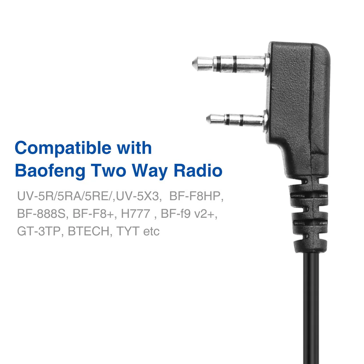 BAOFENG Microphone Police Walkie Talkie Mic Accessories Ham Radio Speaker Mic for UV-5R BF-F8HP 5RM UV-21R UV-5G Plus GM-15PRO GM-5RH K5PLUS AR-152 TIDRADIO TD-H3 TD-H8 Quansheng UV-K5,2Pack Black-2Pack - Image 6