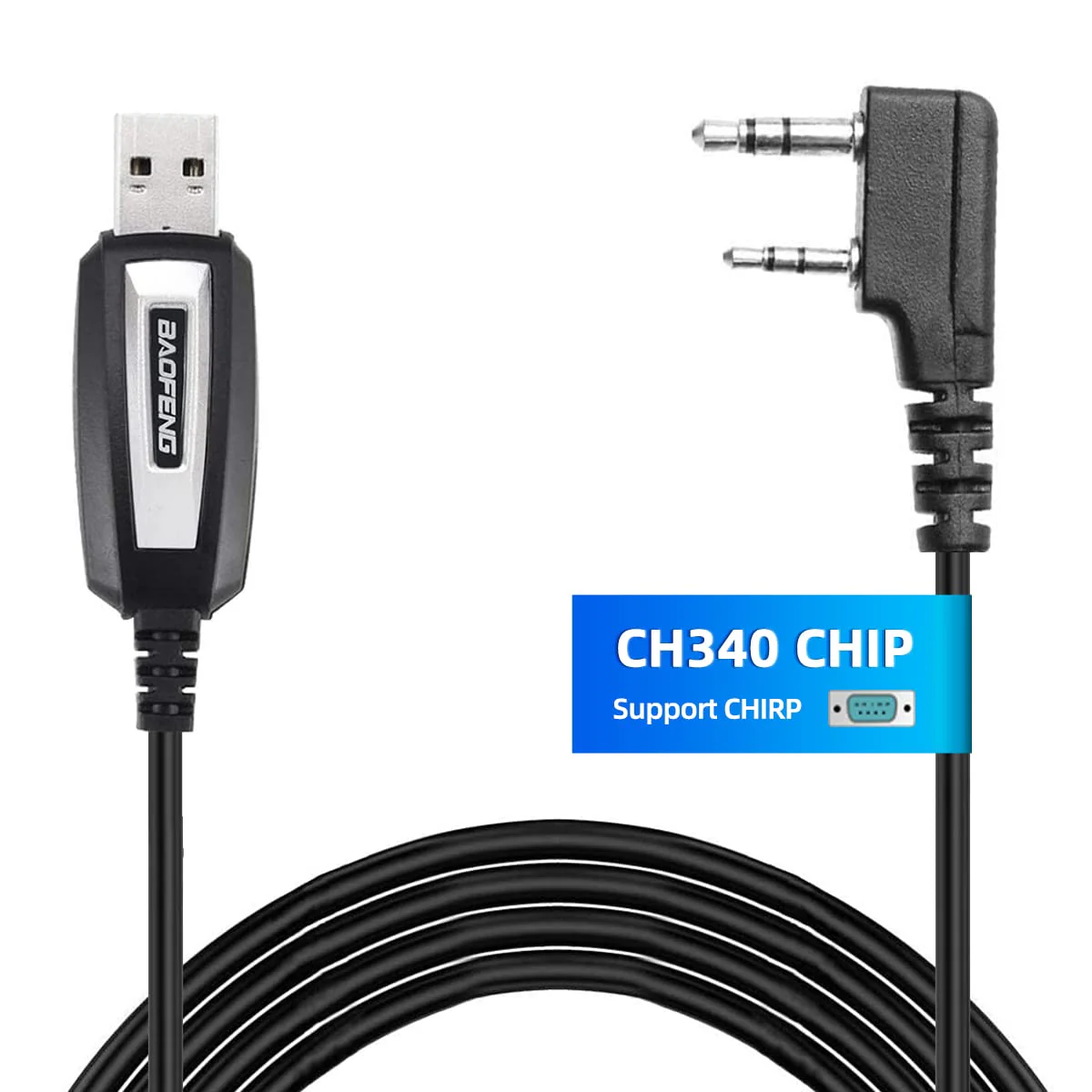 BAOFENG USB Programming Cable CH340 Chip for UV-5R BF-F8HP 5RM UV-21R GMRS UV-5G Plus GM-15PRO GM-5RH GM21 K5PLUS AR-152 UV-17R TIDRADIO TD-H3 8 Quansheng UV-K5 8 Ham Radio Black-CH340 - Image 2