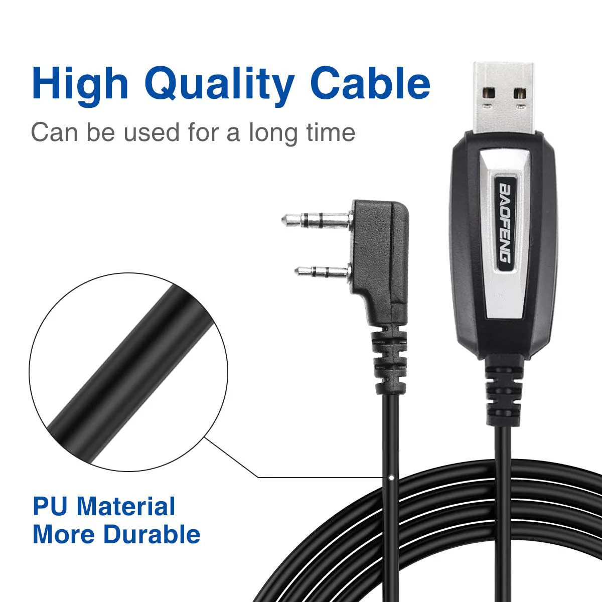 BAOFENG USB Programming Cable CH340 Chip for UV-5R BF-F8HP 5RM UV-21R GMRS UV-5G Plus GM-15PRO GM-5RH GM21 K5PLUS AR-152 UV-17R TIDRADIO TD-H3 8 Quansheng UV-K5 8 Ham Radio Black-CH340 - Image 4