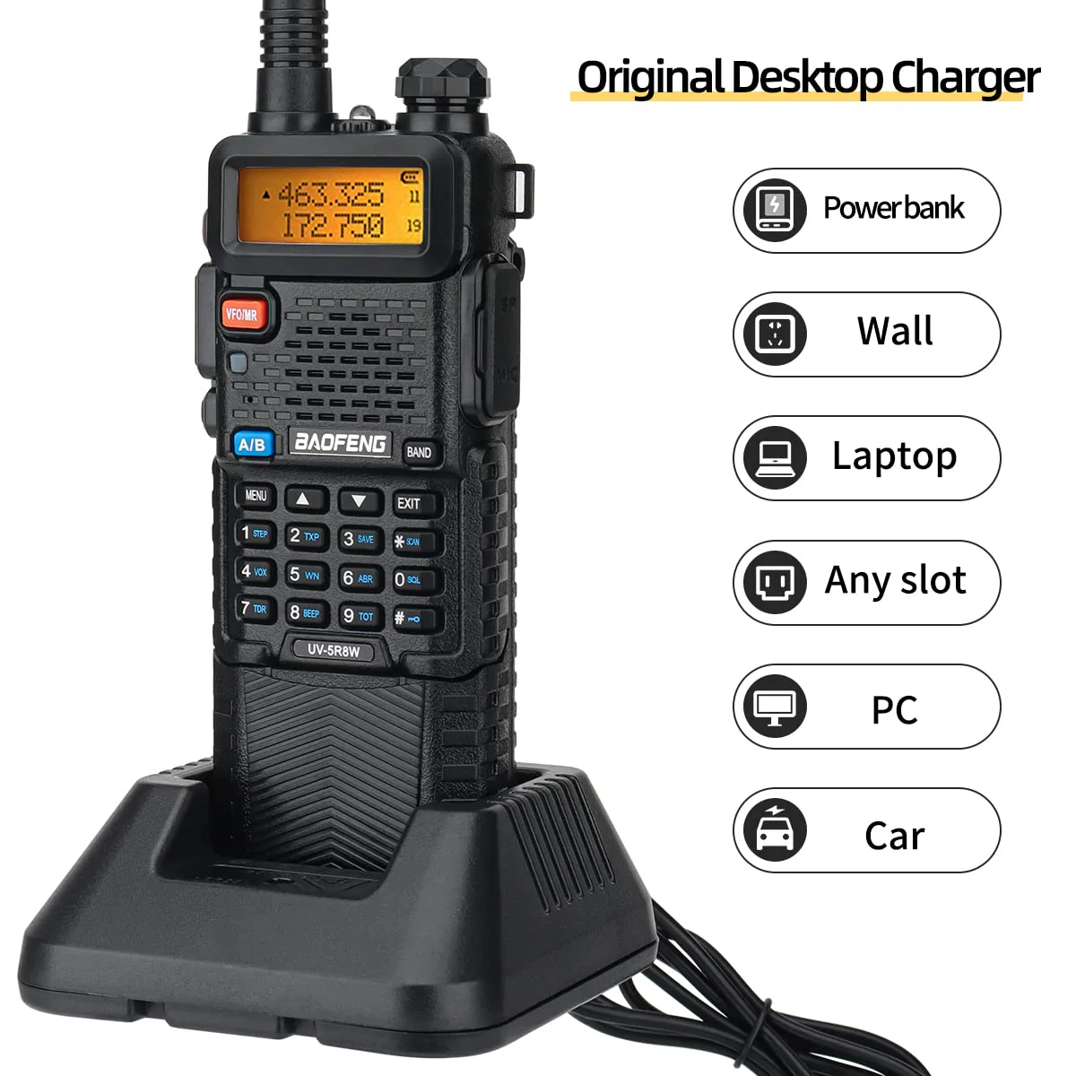BAOFENG UV-5R 8W Ham Radio High Power Dual Band Portable Two Way Radio Long Range Rechargeable Handheld Radio (Black-1Pack)… - Image 4