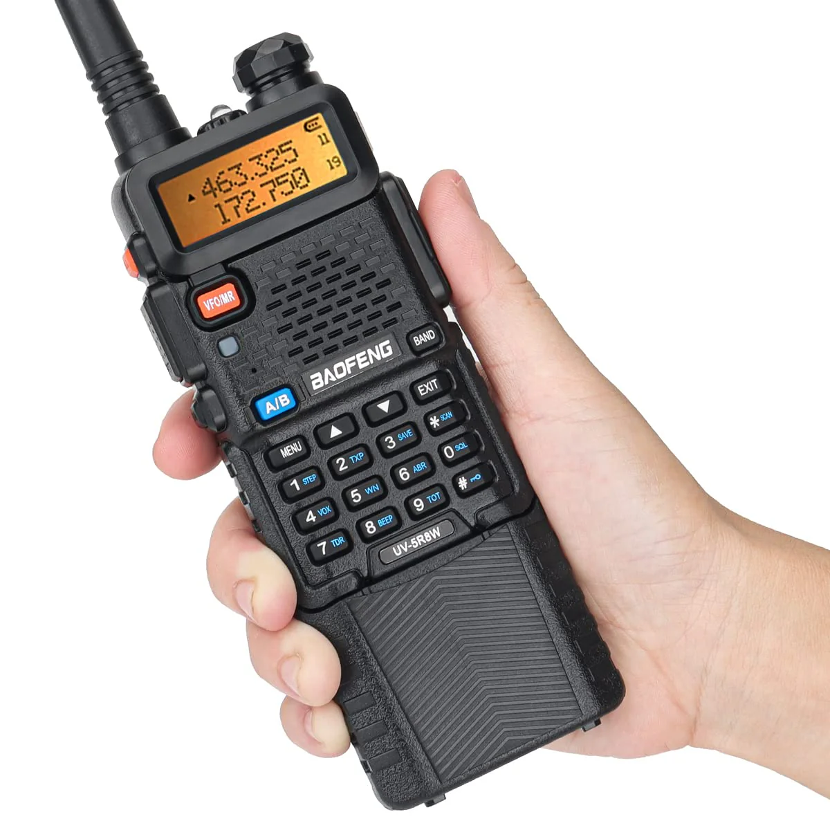 BaoFeng UV-5R Radio 8W Ham Radio Handheld Long Range Two-Way Radio Rechargeable Walkie Talkies for Adults with 3800mAh Battery and USB Charger Cable Black-1Pack+ 18.8" Antenna - Image 3