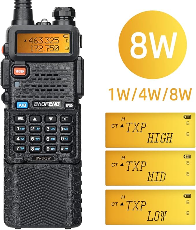 BaoFeng UV-5R Radio 8W Ham Radio Handheld Long Range Two-Way Radio Rechargeable Walkie Talkies for Adults with 3800mAh Battery and USB Charger Cable Black-1Pack+ 18.8" Antenna - Image 9