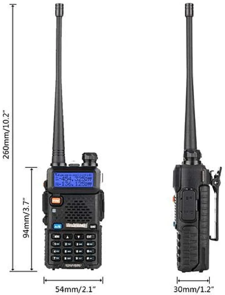 Baofeng UV-5R Two Way Radio Dual Band 144-148/420-450Mhz Walkie Talkie 1800mAh Li-ion Battery(Black) - Image 4