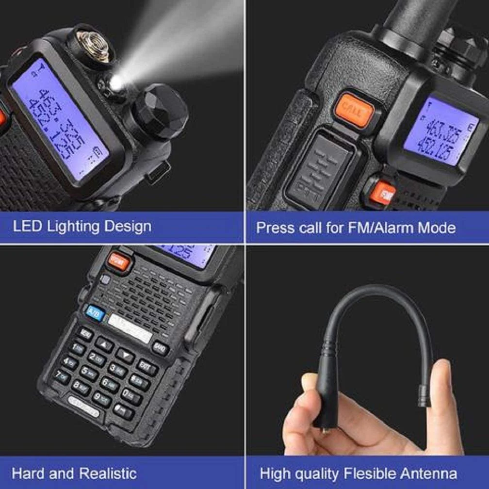 Baofeng UV-5R Two Way Radio Dual Band 144-148/420-450Mhz Walkie Talkie 1800mAh Li-ion Battery(Black) - Image 7