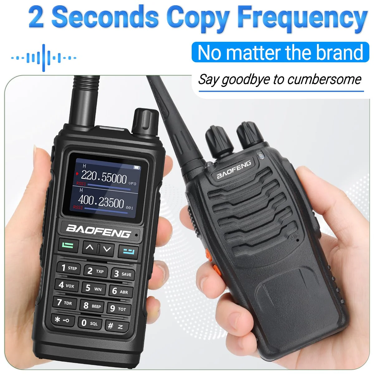 Baofeng UV-5R Upgrade Ham Radio Long Range Two Way Radio UV-17R Walkie Talkies for Adults Waterproof Dual Band USB Charger 999 Channels VOX with Earpiece,Flashlight Li-ion Battery - Image 2