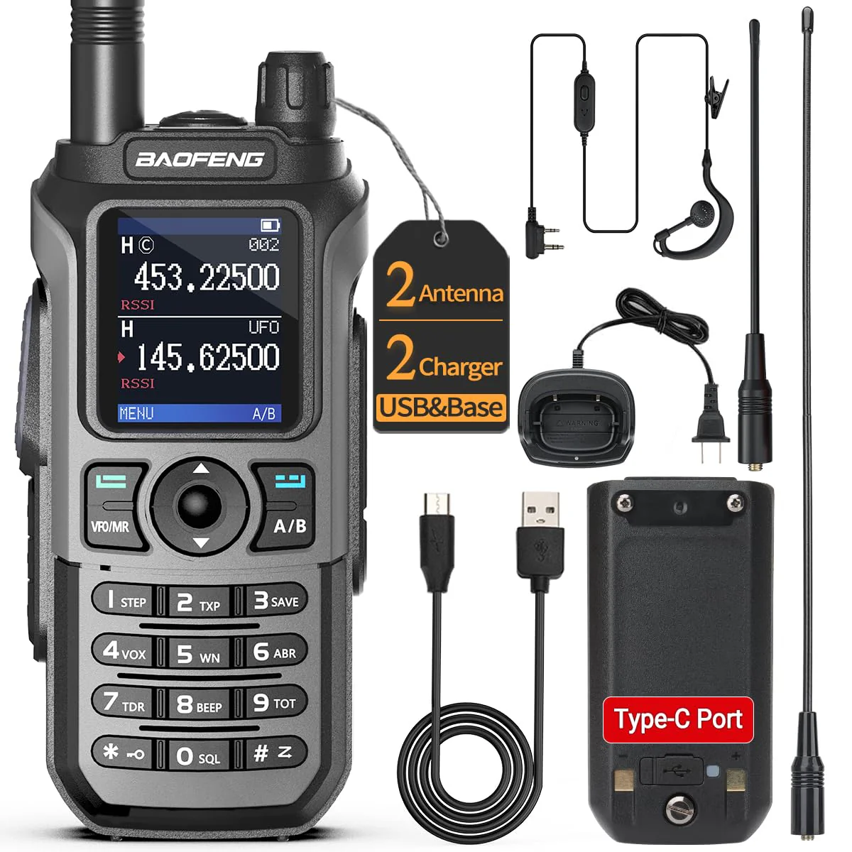 Baofeng UV-5R Upgrade Ham Radio UV-21R Dual Band Ham Radio Handheld Long Range Two Way Radio for Adults Rechargeable Walkie Talkies with VOX 999 Channels 771 High Gain Antenna Full Kit