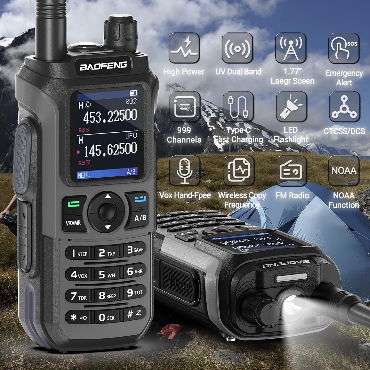 Baofeng UV-5R Upgrade Ham Radio UV-21R Dual Band Ham Radio Handheld Long Range Two Way Radio for Adults Rechargeable Walkie Talkies with VOX 999 Channels 771 High Gain Antenna Full Kit - Image 3