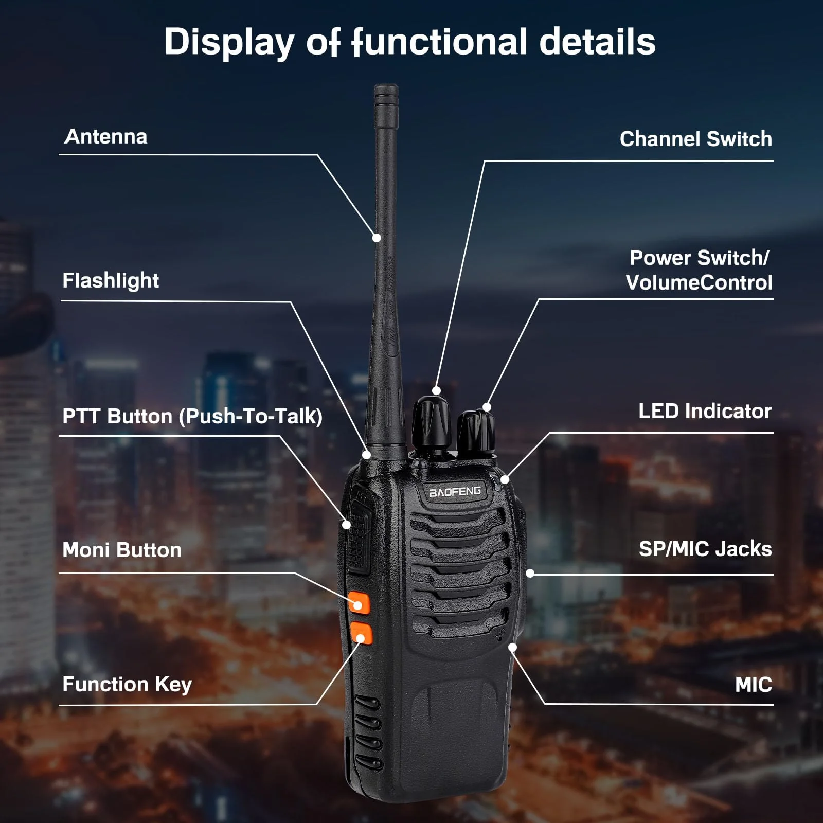 Baofeng Walkie Talkies 888S Rechargeable Long Range with Earpieces for Adults, 16 Channel Professional Radio Handheld Two Way Radios Li-ion Battery and Charger Included 2pack with 2earpiece - Image 3