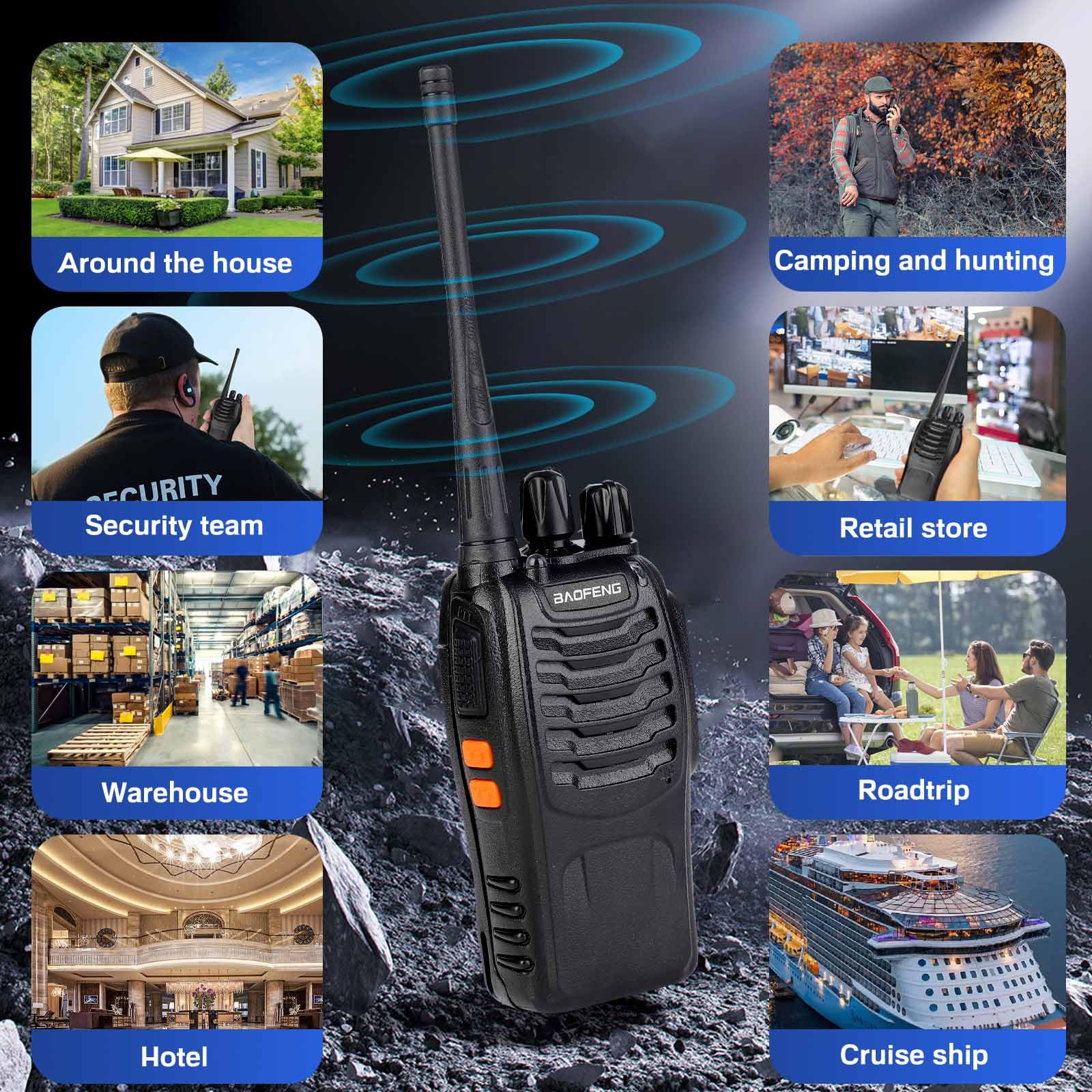 Baofeng Walkie Talkies 888S Rechargeable Long Range with Earpieces for Adults, 16 Channel Professional Radio Handheld Two Way Radios Li-ion Battery and Charger Included 2pack with 2earpiece - Image 5