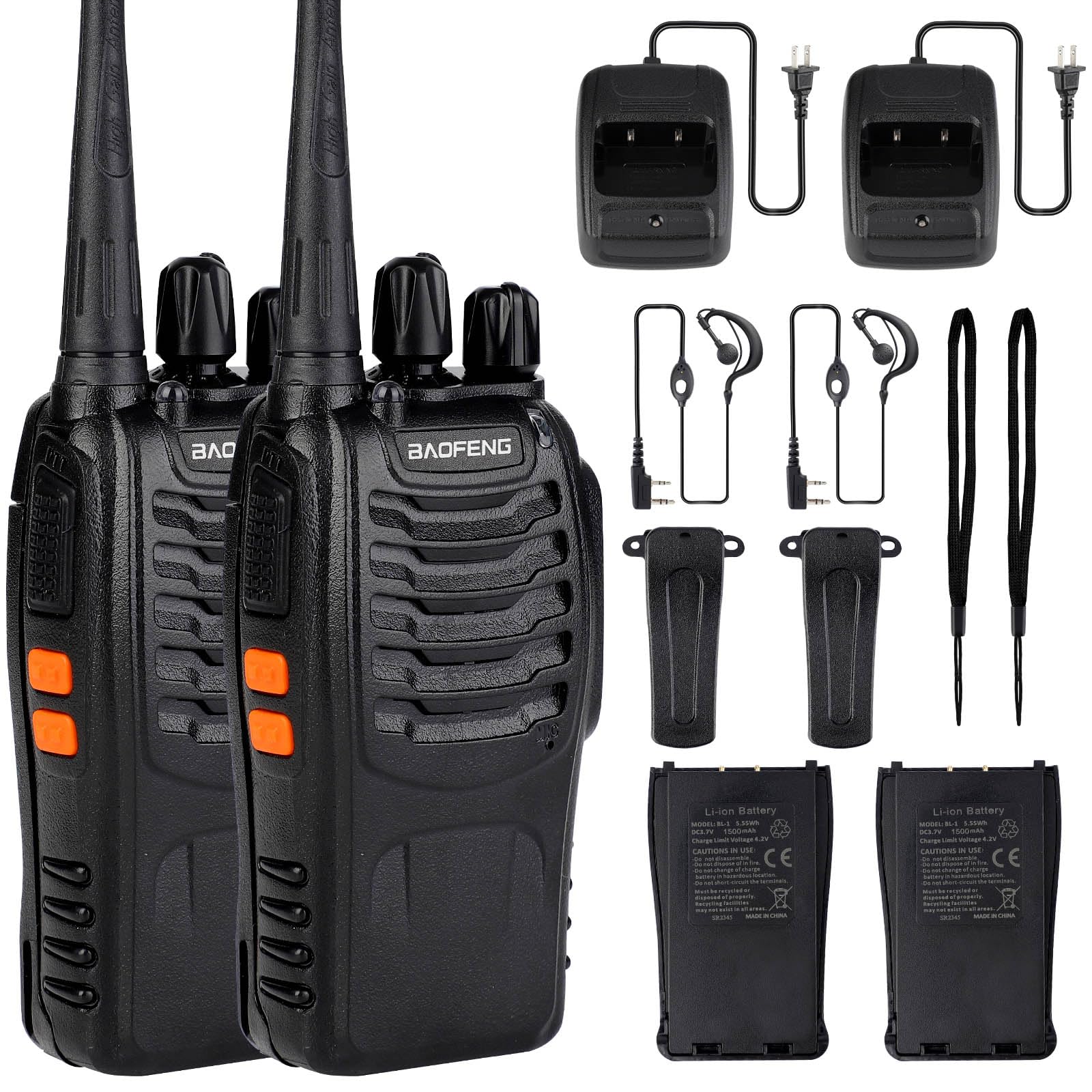Baofeng Walkie Talkies 888S Rechargeable Long Range with Earpieces for Adults, 16 Channel Professional Radio Handheld Two Way Radios Li-ion Battery and Charger Included 2pack with 2earpiece - Image 8