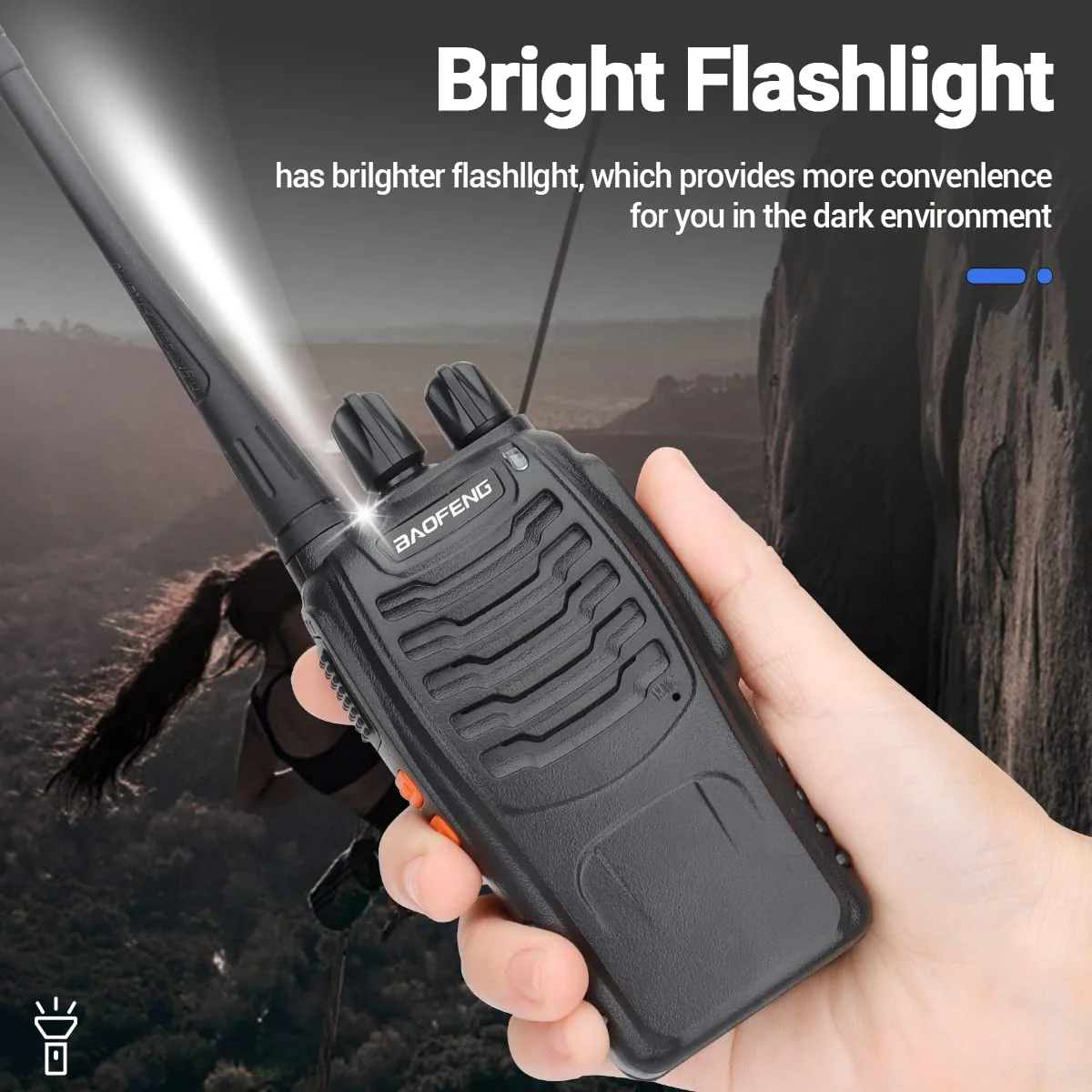 Baofeng Walkie Talkies Long Range Walkie Talkie for Adults with Earpiece Mic Rechargeable 2-Way Radios Handheld Two-Way Radios Transceiver Kids Walky Talky with USB Base Charger for Camping 2pcs with earpiece - Image 6