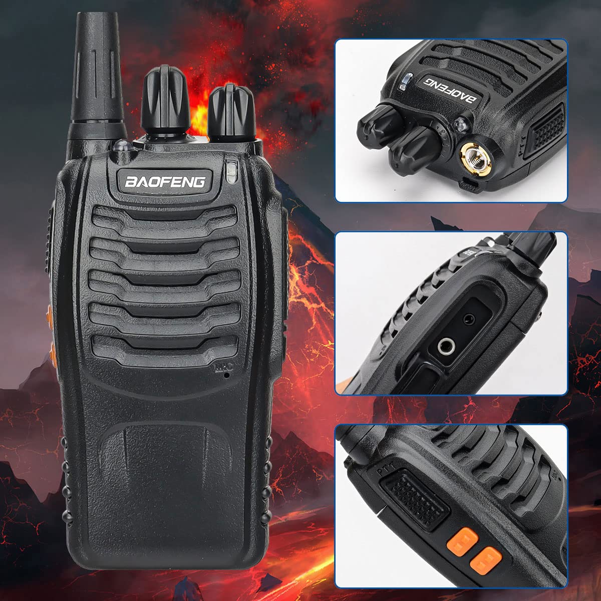 Baofeng Walkie Talkies Long Range Walkie Talkie for Adults with Earpiece Mic Rechargeable 2-Way Radios Handheld Two-Way Radios Transceiver Kids Walky Talky with USB Base Charger for Camping 2pcs with earpiece - Image 8