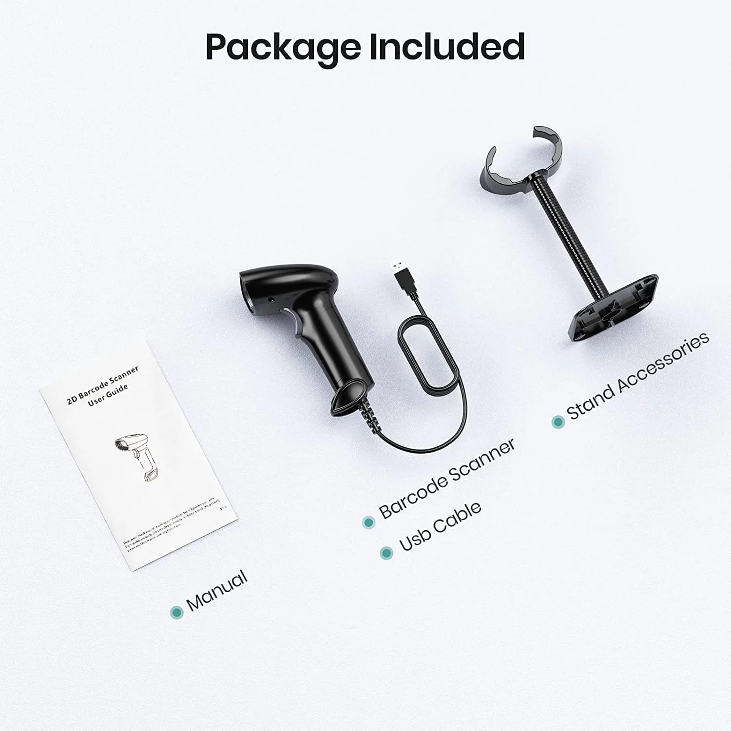 Barcode Scanner with Stand, USB Wired Inventory 2D 1D QR Code Scanners for Computer POS Support Automatic Screen Scanning, Handheld CMOS Image Bar Code Reader for Warehouse Library Supermarket - Image 9