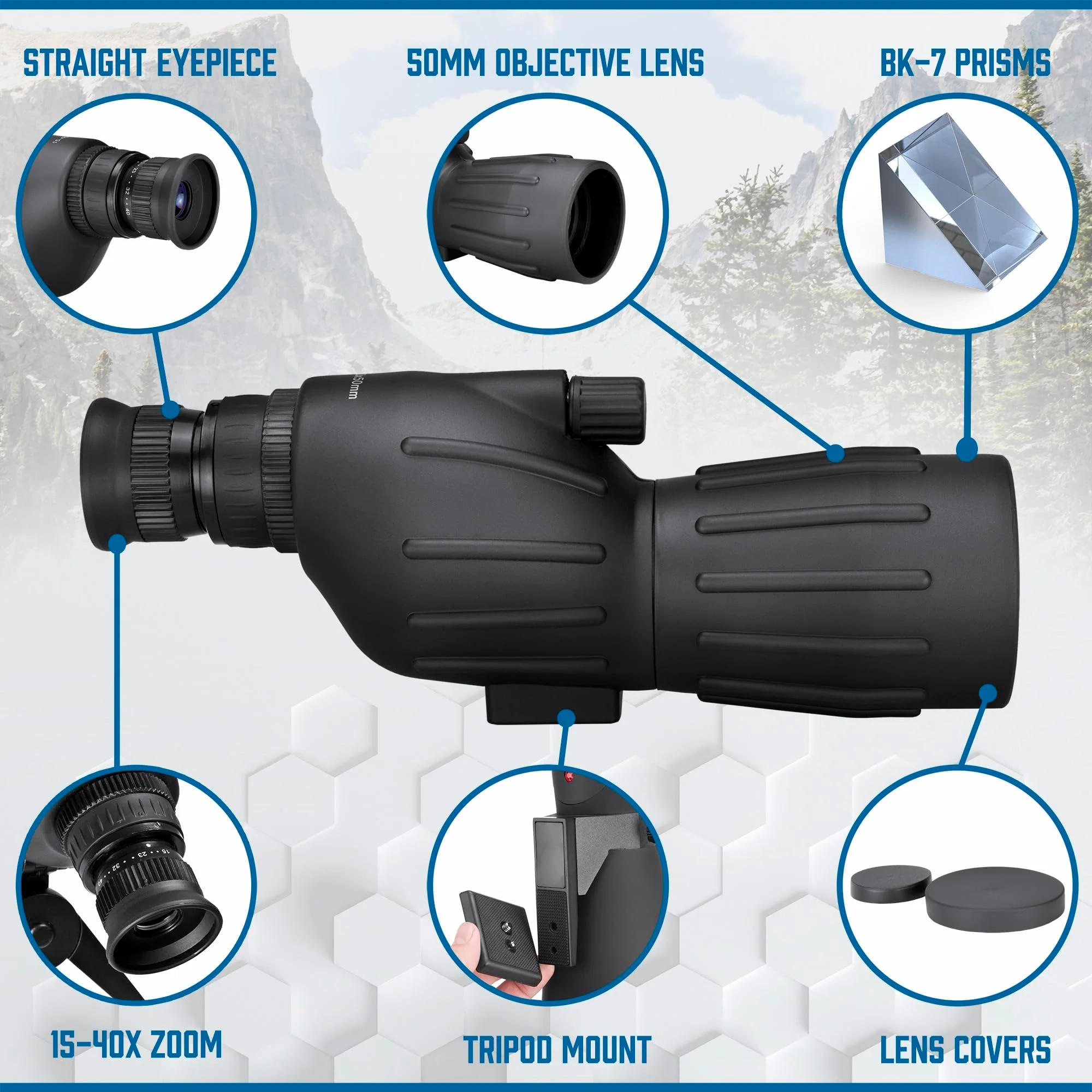 BARSKA Colorado Spotting Scopes with Tripod for Hunting Birding Target Shooting - 15-40x50 - Image 2