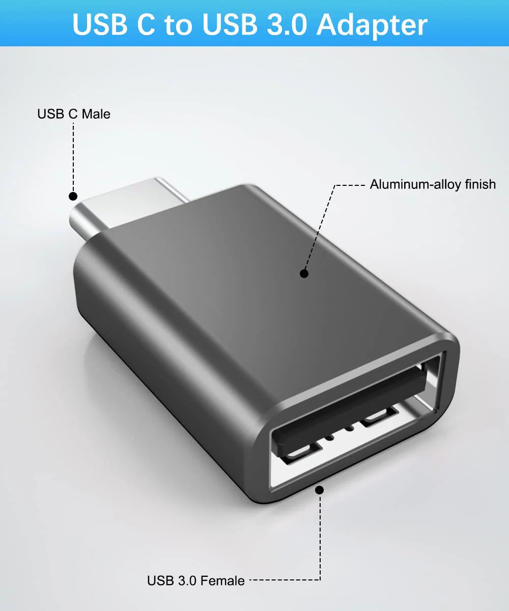 Basesailor USB to USB C Adapter with C Male to 3.0 Female Charger 4Pack,Thunderbolt 4 OTG Converter for MacBook,iPhone 15 14 13 Plus Pro Max Mini,Samsung Galaxy AI S24 S23 22 24 Ultra,iPad Air,AirPods Gray - Image 5