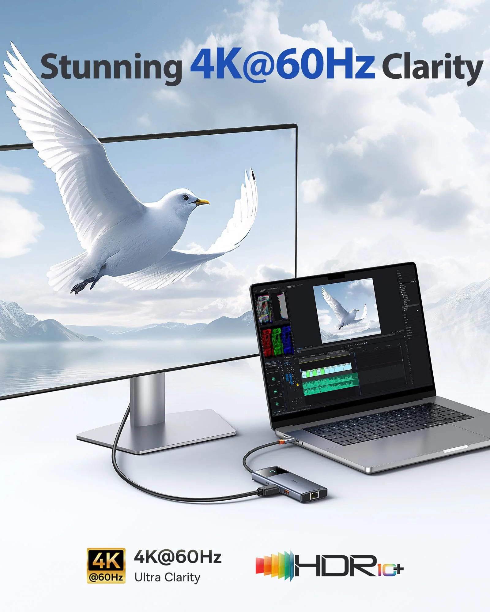 Baseus 10Gbps USB C Hub, 3 USB A/C Data Ports, 4K@60Hz HDMI, Gigabit Ethernet, 100W PD, 6 in 1 USB C Docking Station Compatible for iPhone 15/Dell/HP/Mac/iPad/Microsoft/Steam Deck - Image 2