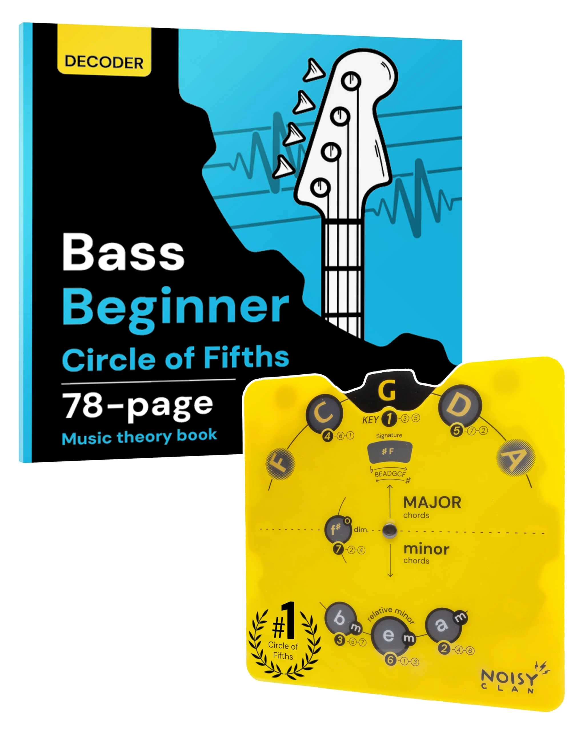 Bass Circle of Fifths Decoder Wheel + 78-Page Music Theory & Songwriting Guide – Color-Coded Bass Guitar Learning Tool for Chords, Keys, Scales & Progressions – Built Practice, Lessons & Gigs Bass Book