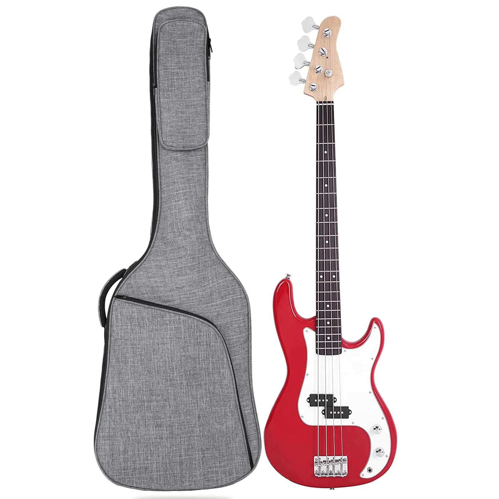 Bass Guitar Bag, Bass Gig Bag 7MM Padding Soft Electric Bass Guitar Case Backpack with Pockets, Grey Grey-1