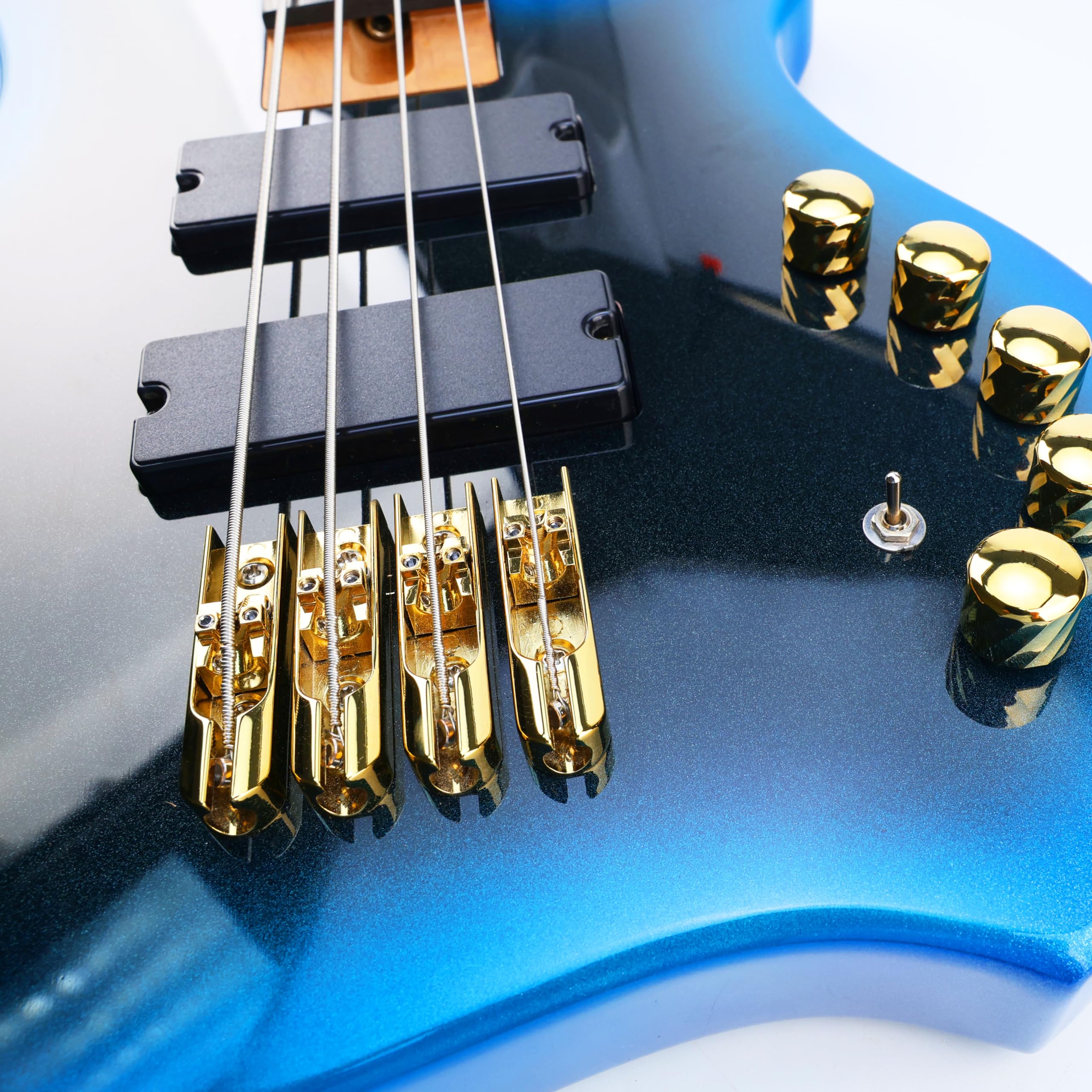 Bass Guitar Bridge with Zinc ALloy Saddle Base Individual Single String Fixed Bridge for 4 String Electric Bass Replacement Parts(Gold) 4PCS Gold - Image 5