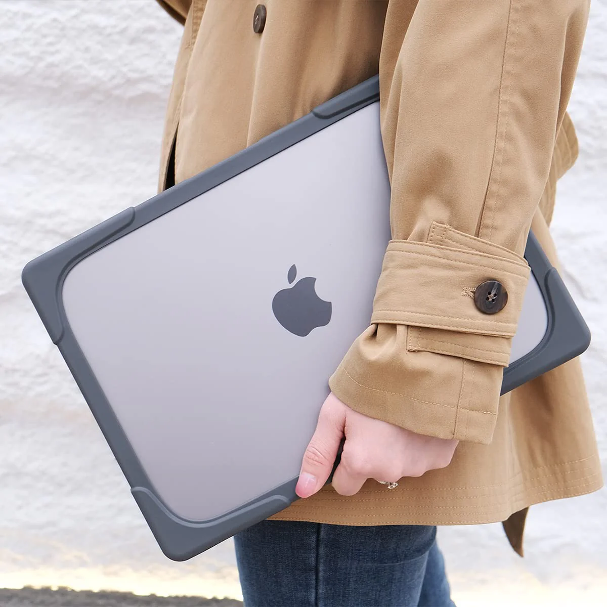Batianda for MacBook Air 13 Case 2020 2019 2018 Release A2337 M1 A2179 A1932, Heavy Duty Plastic Hard Shell Cover with Fold Kickstand Shockproof Function for Newest MacBook Air 13 inch Touch ID, Grey - Image 6