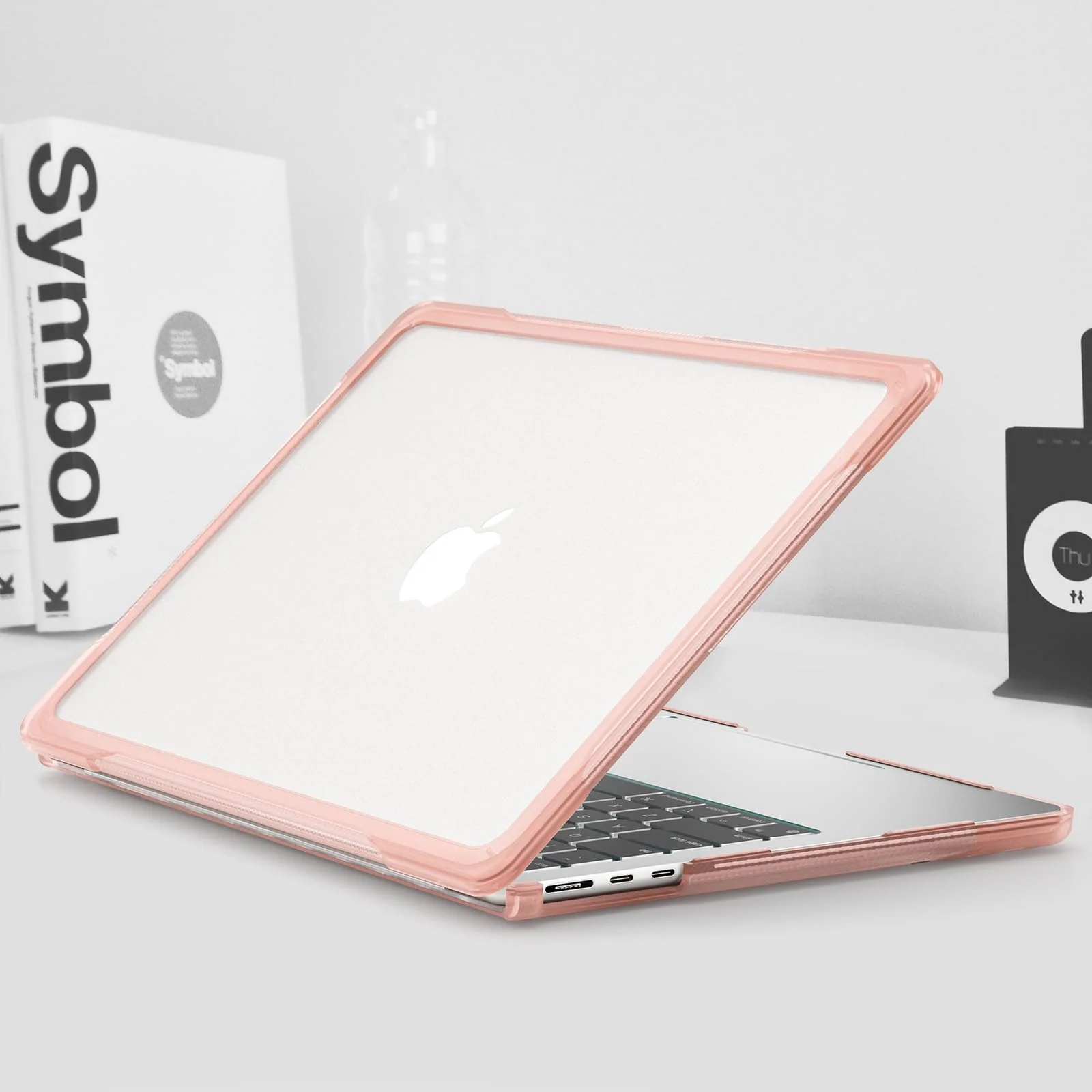 Batianda Ultimate Protection Case for M3 MacBook Air 13.6 inch 2022 2024 Model A2681 A3113 Matte Bling Transparent Surface Carbon Fiber Edges Shockproof Anti-Scratch and Anti-Fingerprint, Peach Pink - Image 8