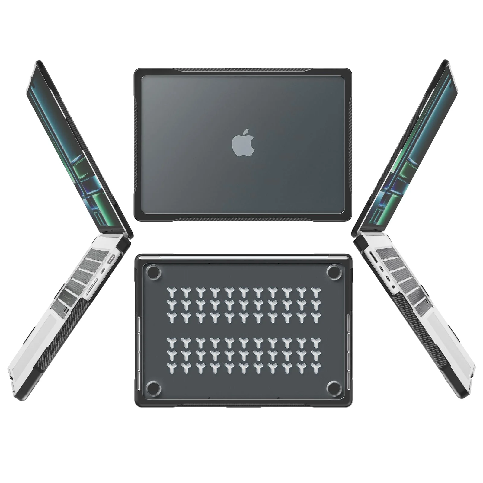 Batianda Ultimate Protection Case for M3 MacBook Pro 14 2021 2023 Model A2442/A2779 Matte Carbon Fiber Edges Shockproof Anti-Scratch and Anti-Fingerprint with Keyboard Cover and Screen Protector,Black X-Black - Image 4